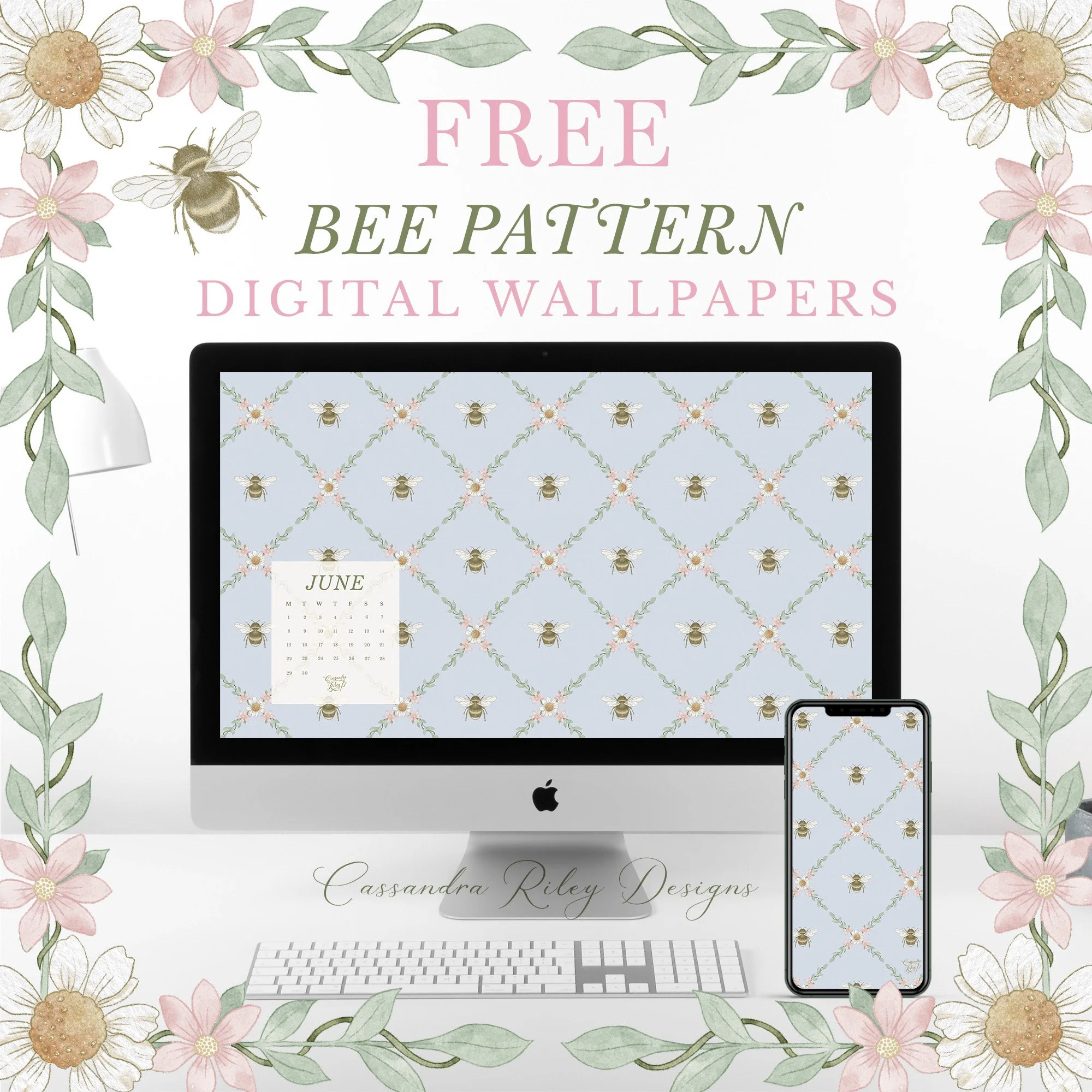 Free Bee June Digital Wallpapers