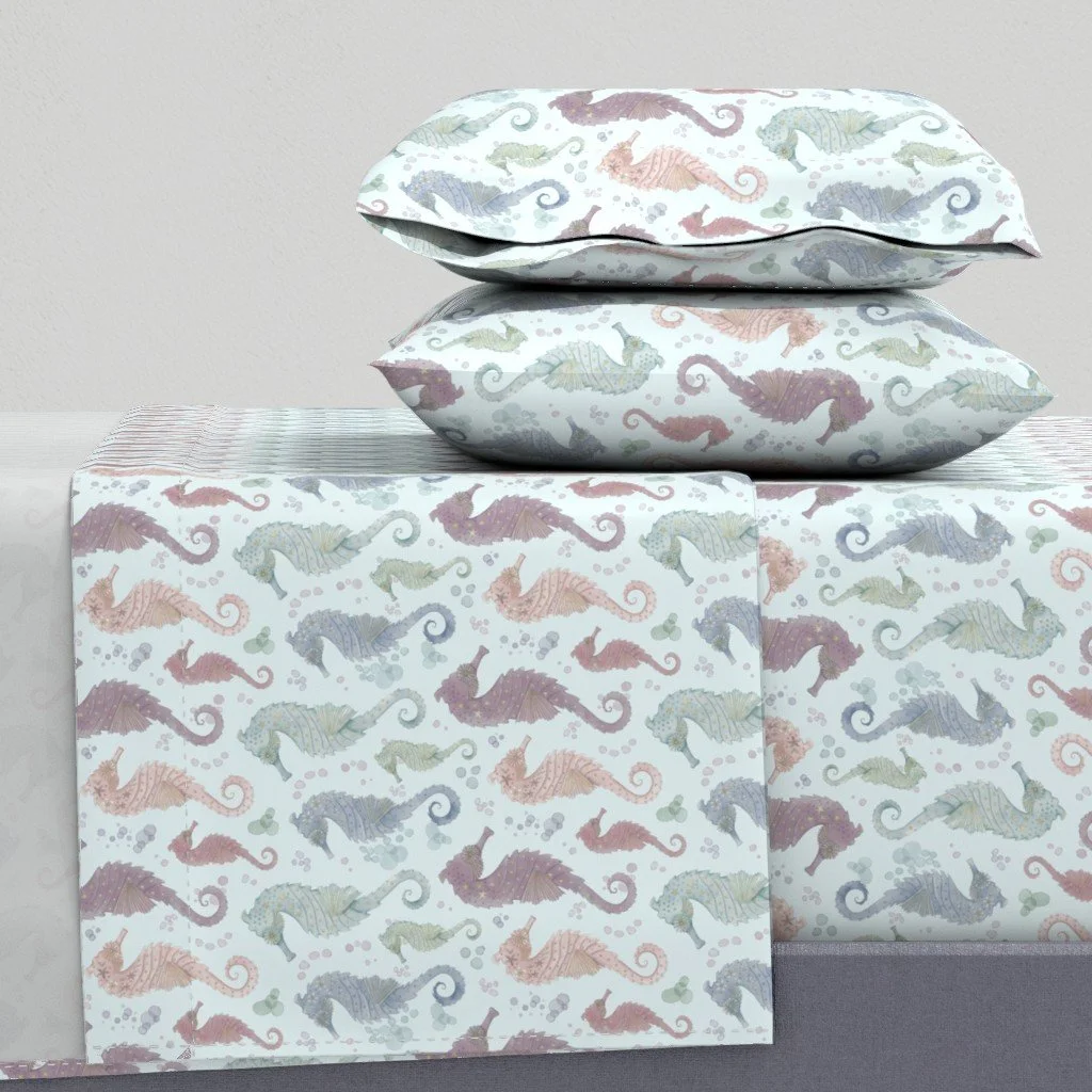 Seahorse design sheet set.