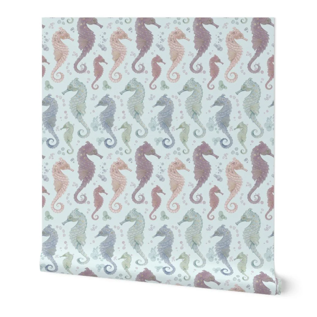Seahorse pattern wallpaper.