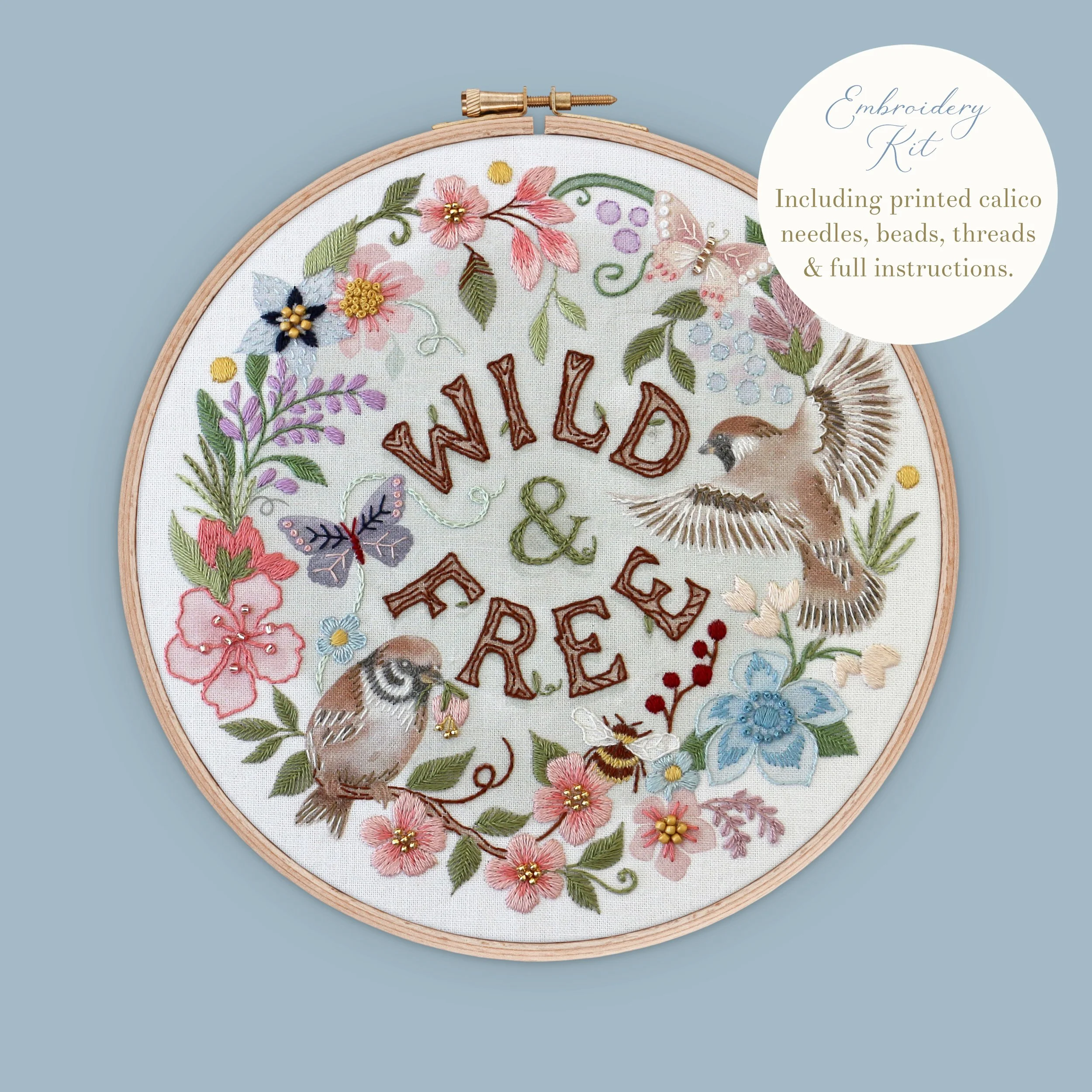 Wild and Free embroidery kit