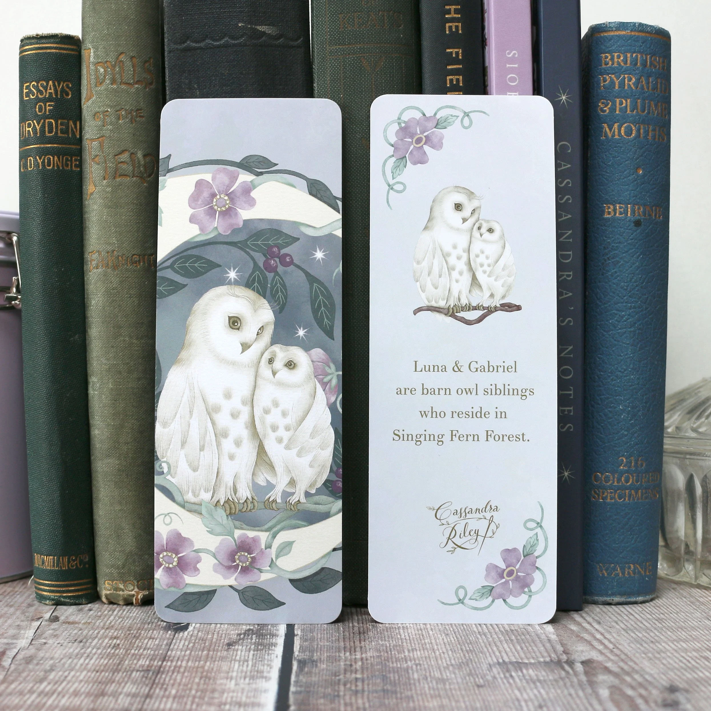 Owls on moon bookmark.