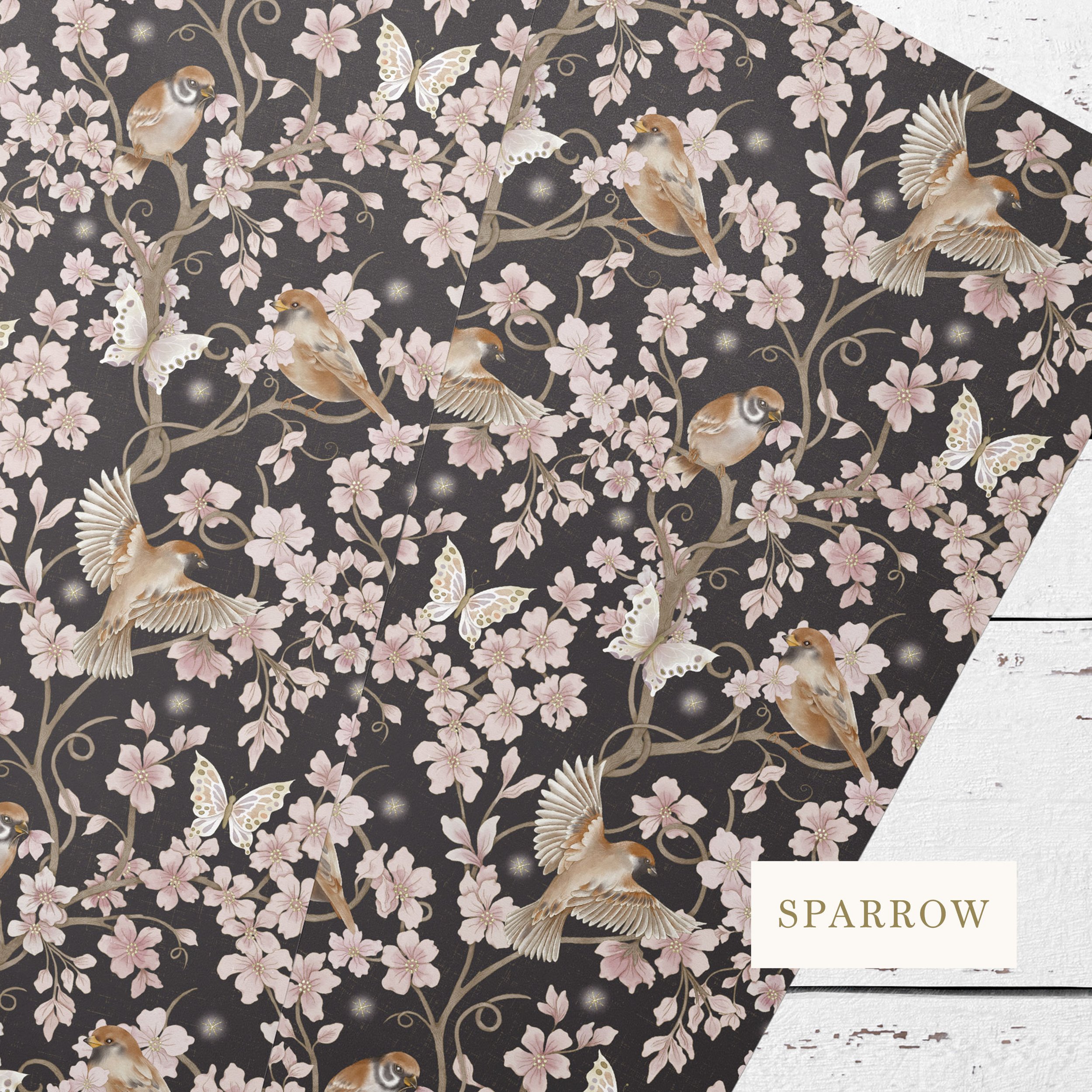 Sparrow and blossom gift wrap.jpg