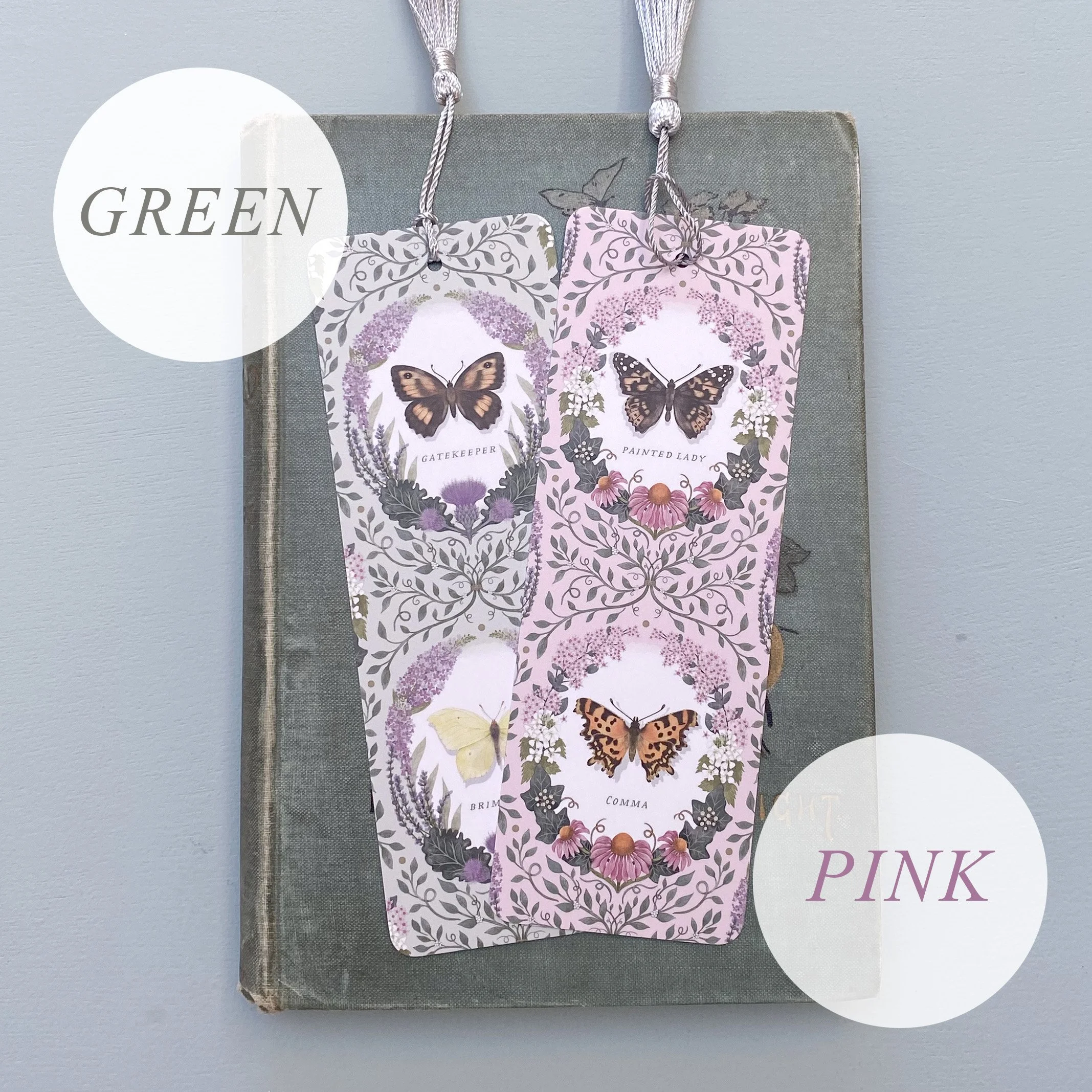 Green and pink butterfly bookmarks.jpg (Copy)