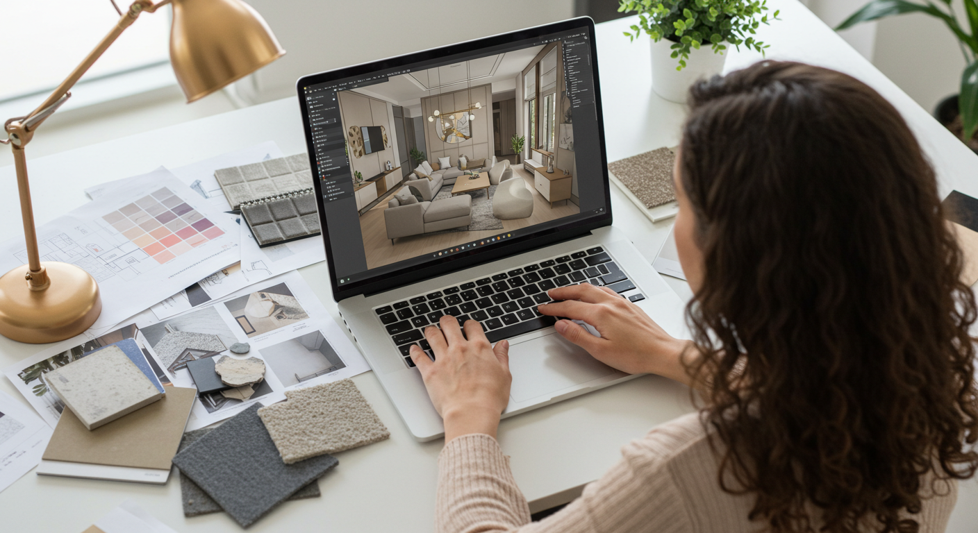 image of a virtual assistant doing work for an interior designer