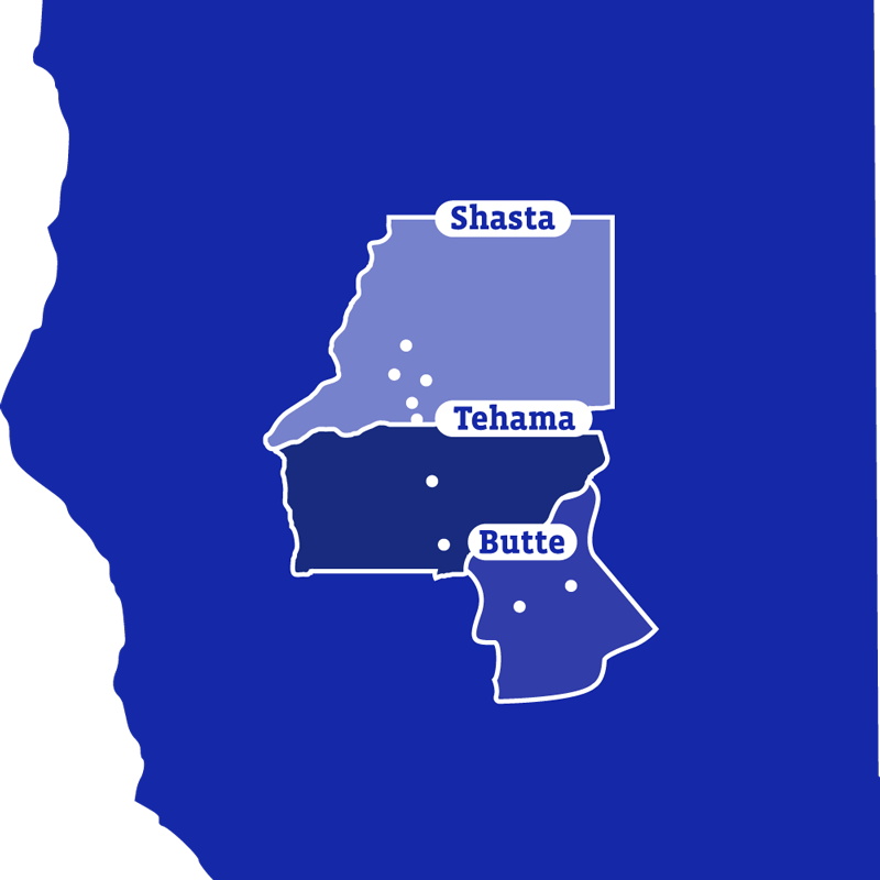 Patio cover contractor in Redding, CA service area map