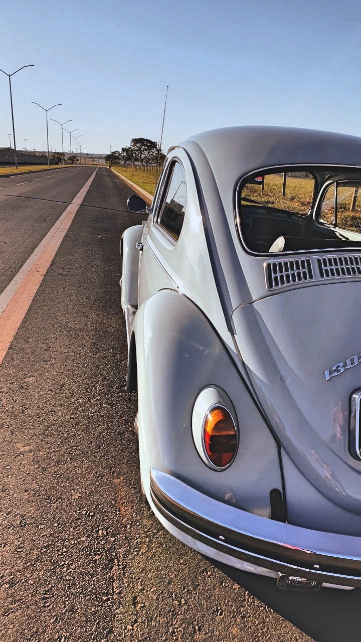 Vintage Volkswagen Beetle parked on a road
