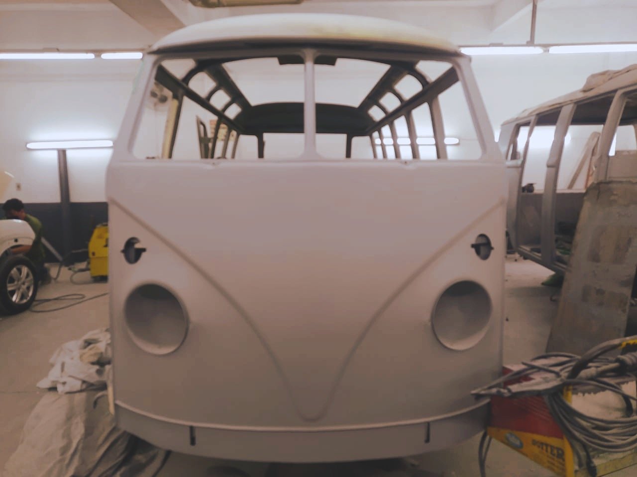 Volkswagen van restoration in workshop