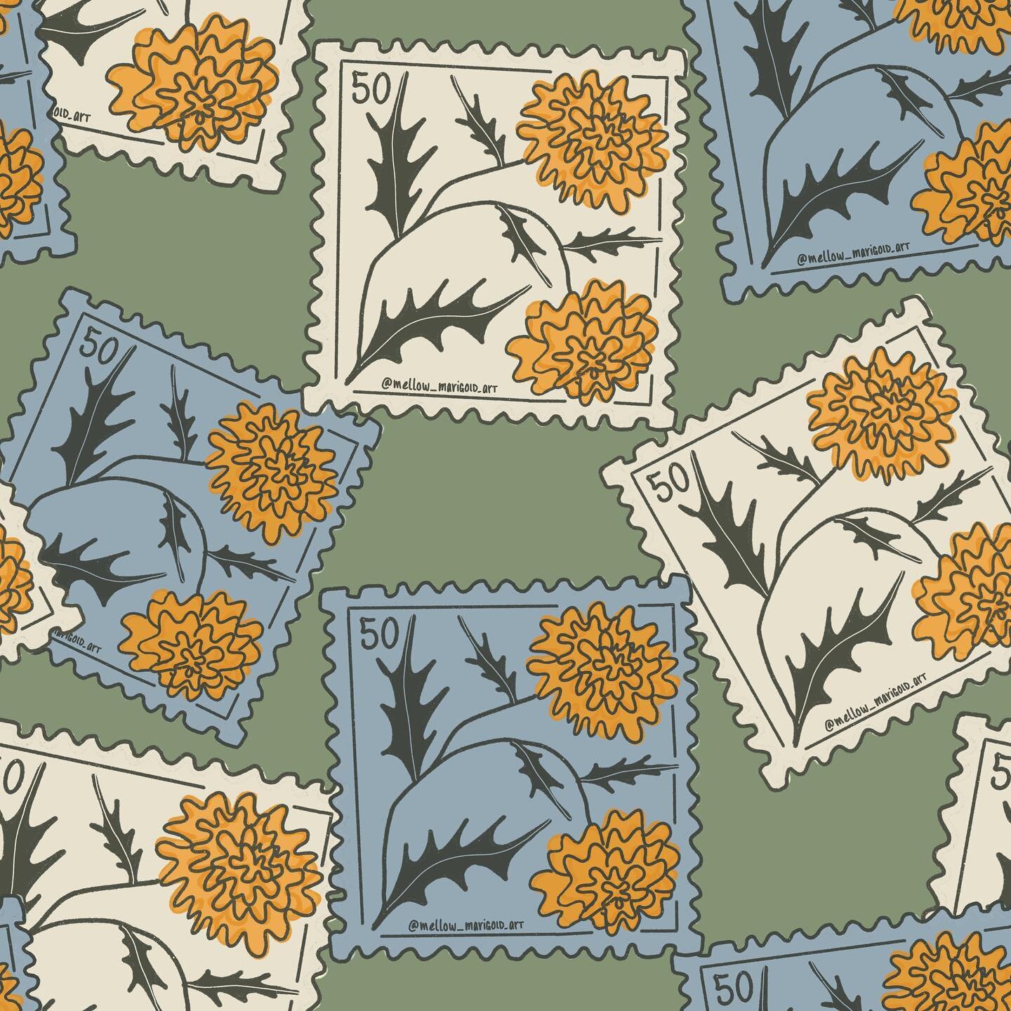 New cute pattern that I finished today 😍 Mellow Marigold Mail! ✉️ #patterndesign #illustration #illustrationartists