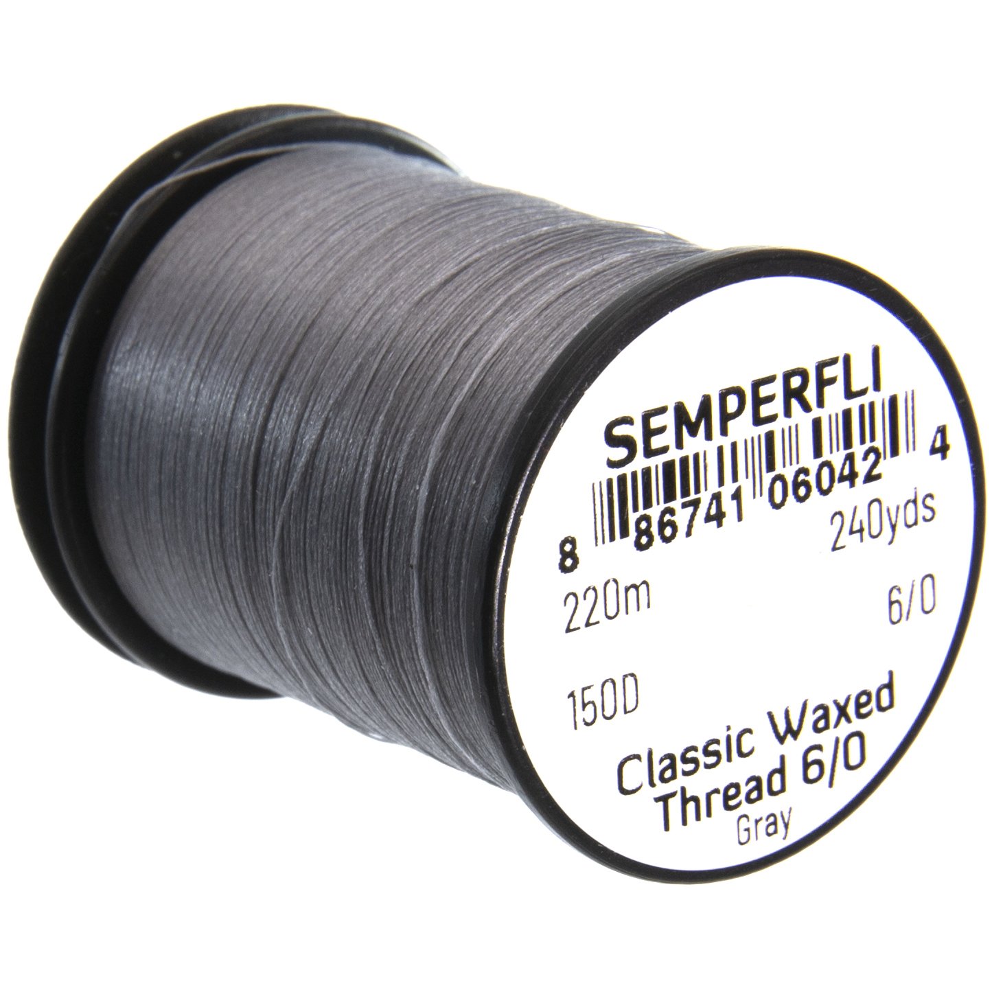 Semperfli waxed thread grey for dry and wet flies, nymphs, perdigons and salmon and seatrout flies for fly fishing for trout, seatrout, graylings and salmon