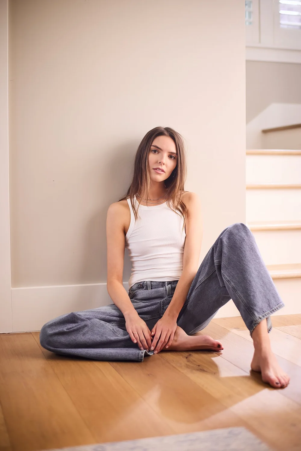 Splits59 rib tank, $62, AGOLDE Lex jean, $268, jewelery, $40-$70