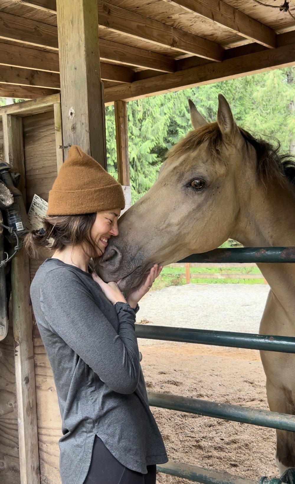 Scout nuzzles Jaclyn Biggers