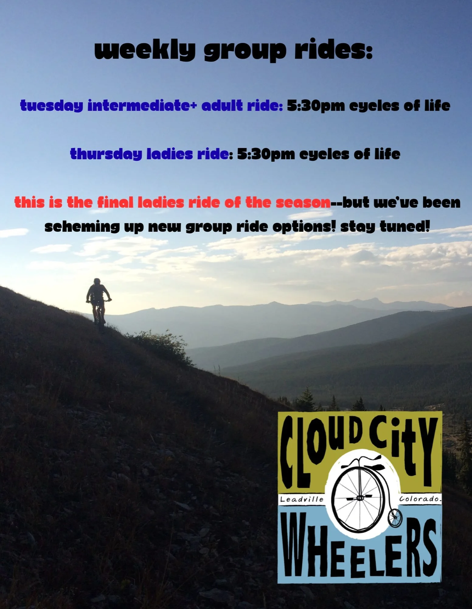 GROUP RIDE ROLL CALL! We are squeezing out every last drop of summer! ☀️

Shredettes&mdash;we regret to inform you that this is the FINAL ladies ride of the season (sniffle 😢) 
 
BUTTTTTT&hellip;save the tears! We&rsquo;re scheming 😈 we&rsquo;ve go