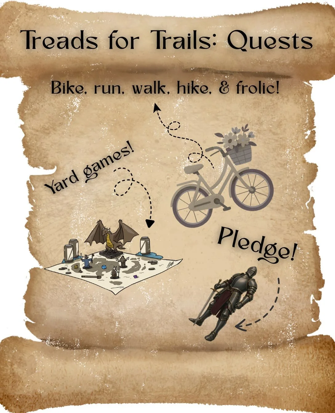 You and your entire crew are invited to an enchanted fall adventure Oct. 3rd! 

🧚&zwj;♀️Register &amp; adventure for free! 
💰Collect pledges from your favorite humans to support local trails!
👑win prizes! 
🧙&zwj;♀️costumes! 
♟️yard games! 
🍻 don