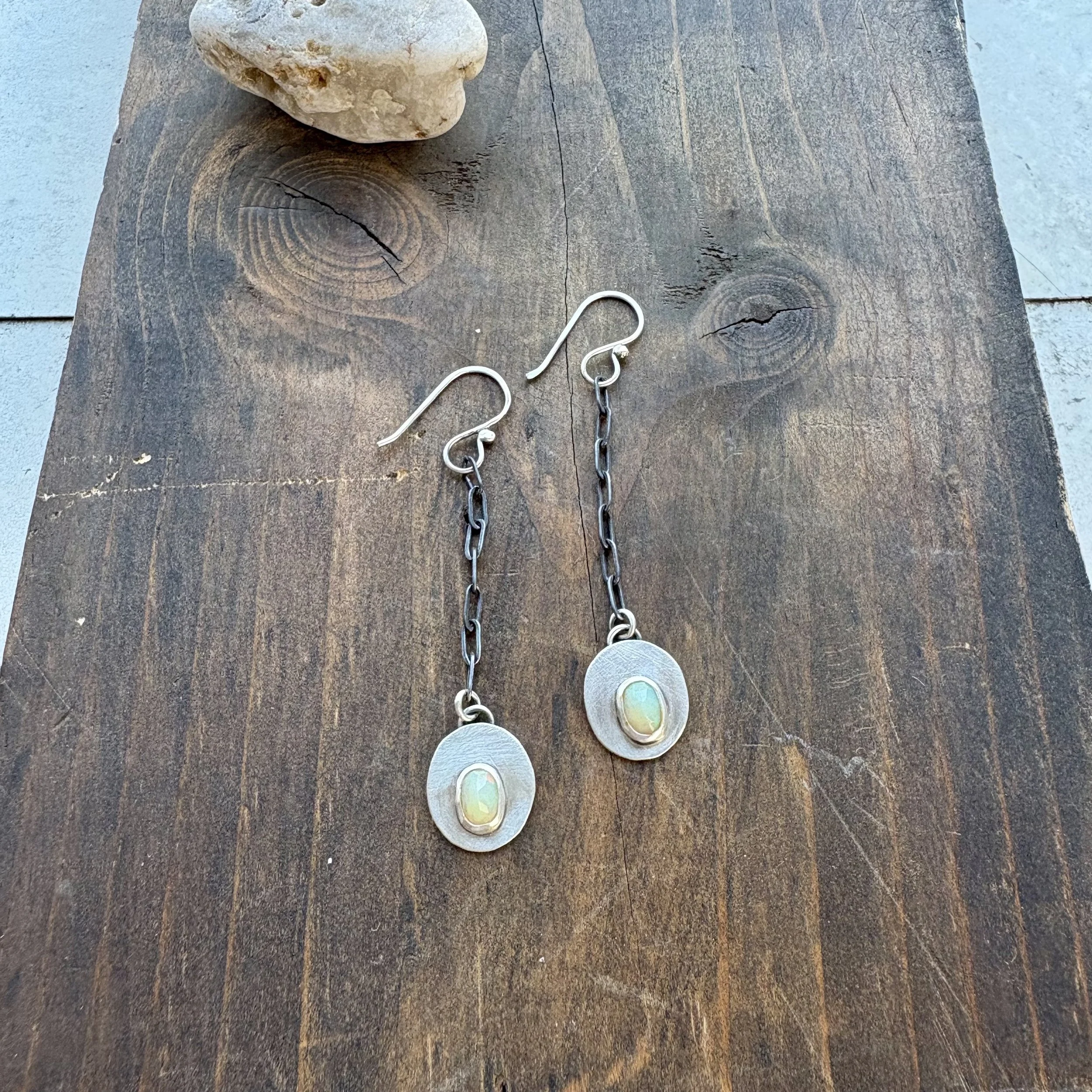 Opal Oval Chain Link Hoops