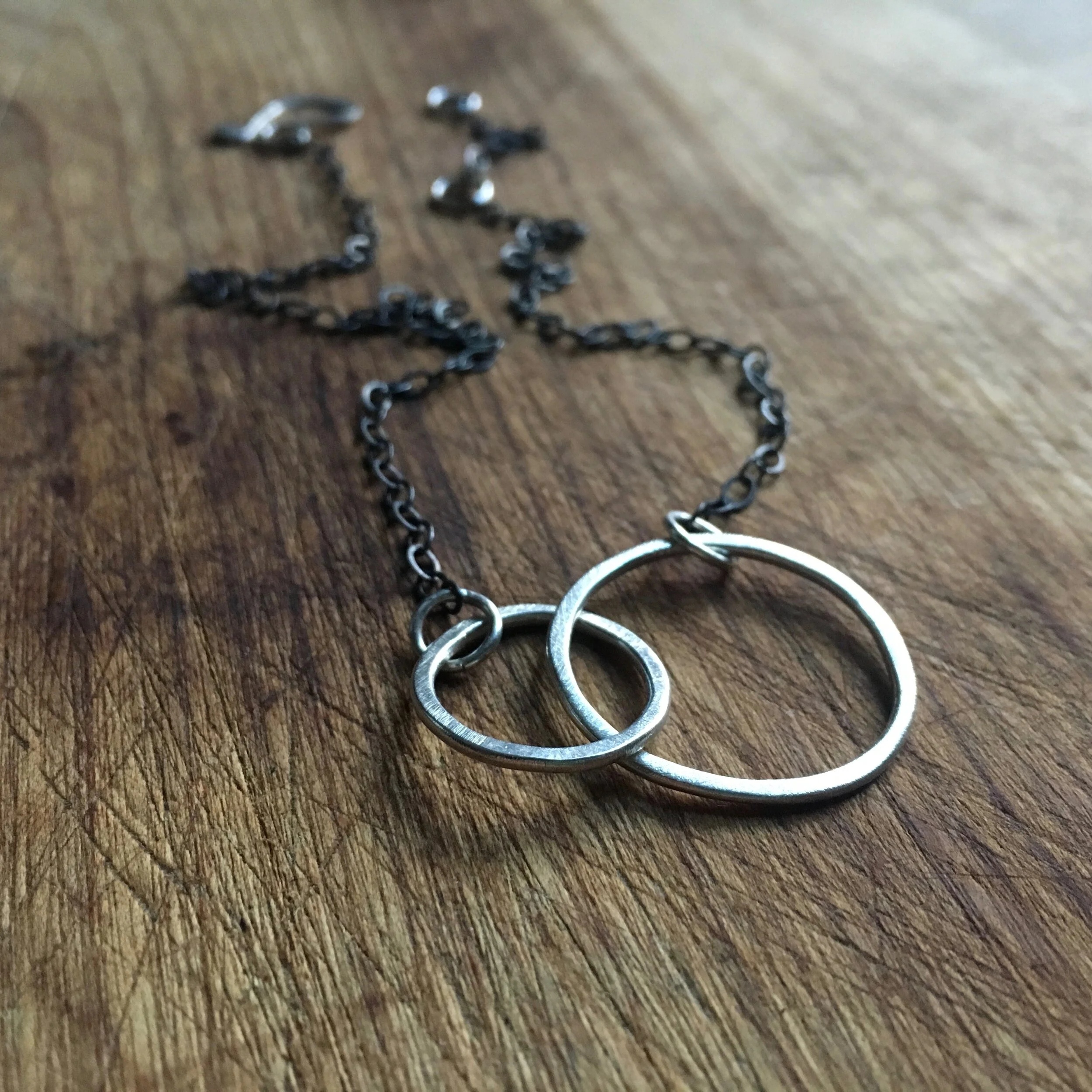 2019 Double Circle Necklace Oxidized Chain