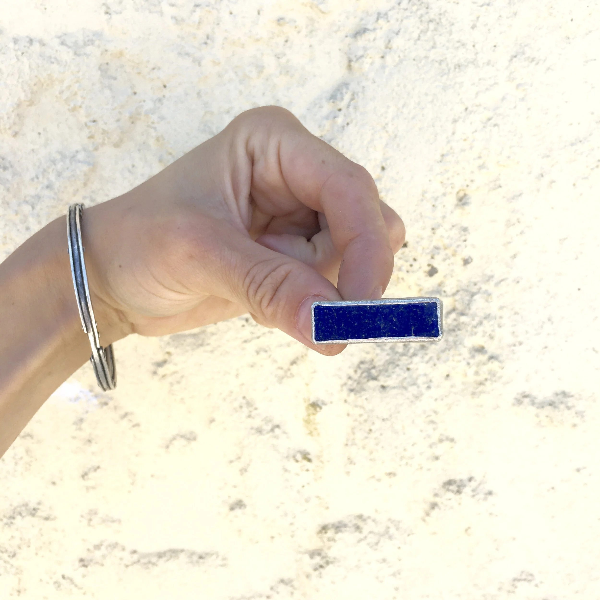 Rectangle Lapis Horizontal Ring # 6