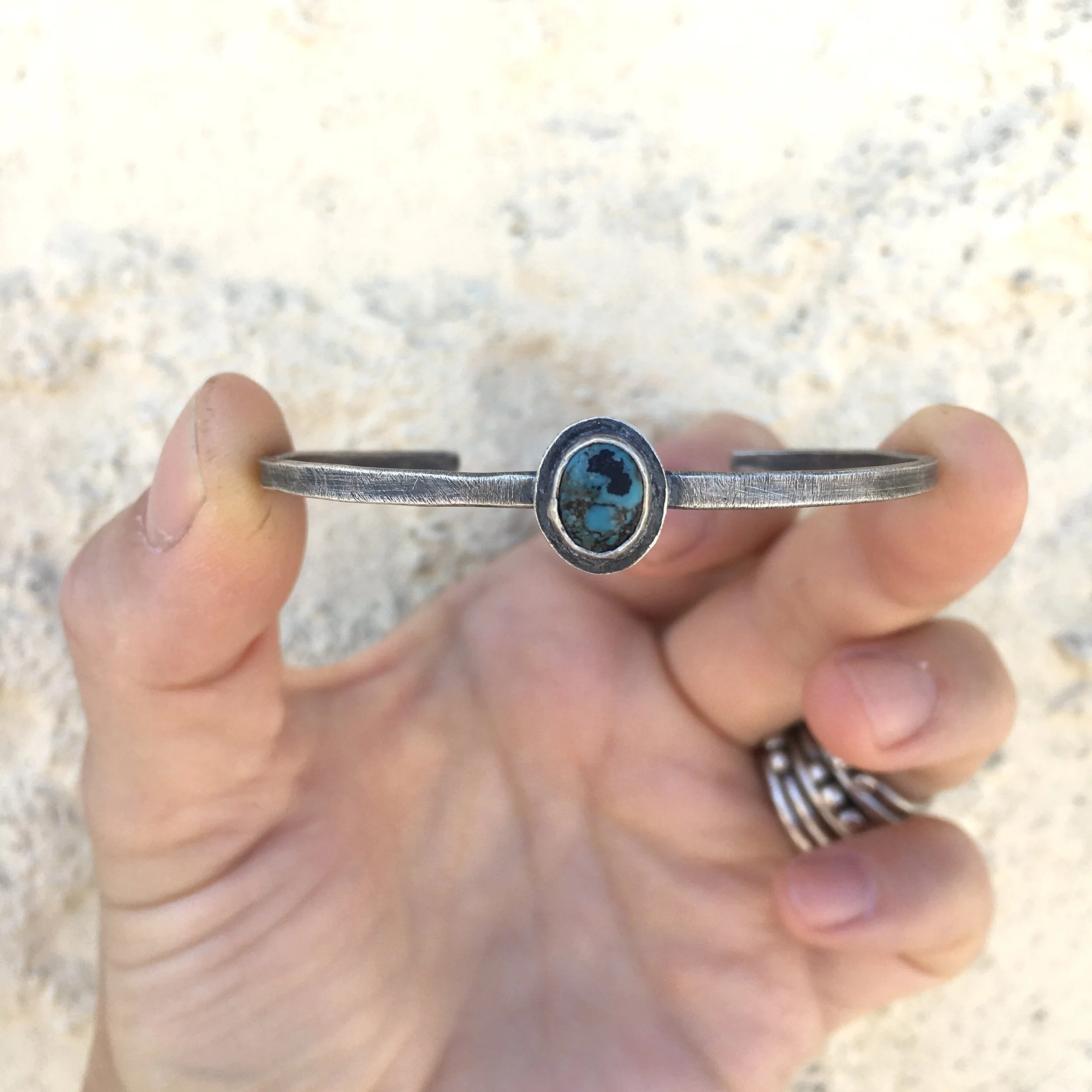 Oval Turquoise Skinny Cuff # 2