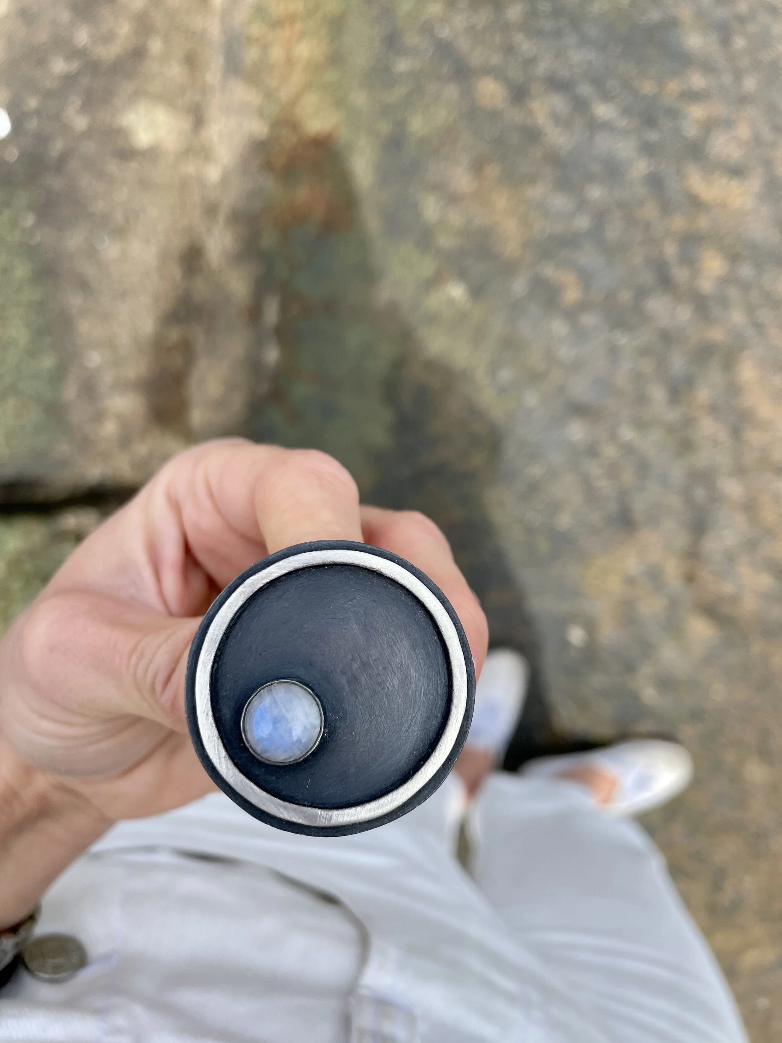 Large Rainbow Moonstone Ring