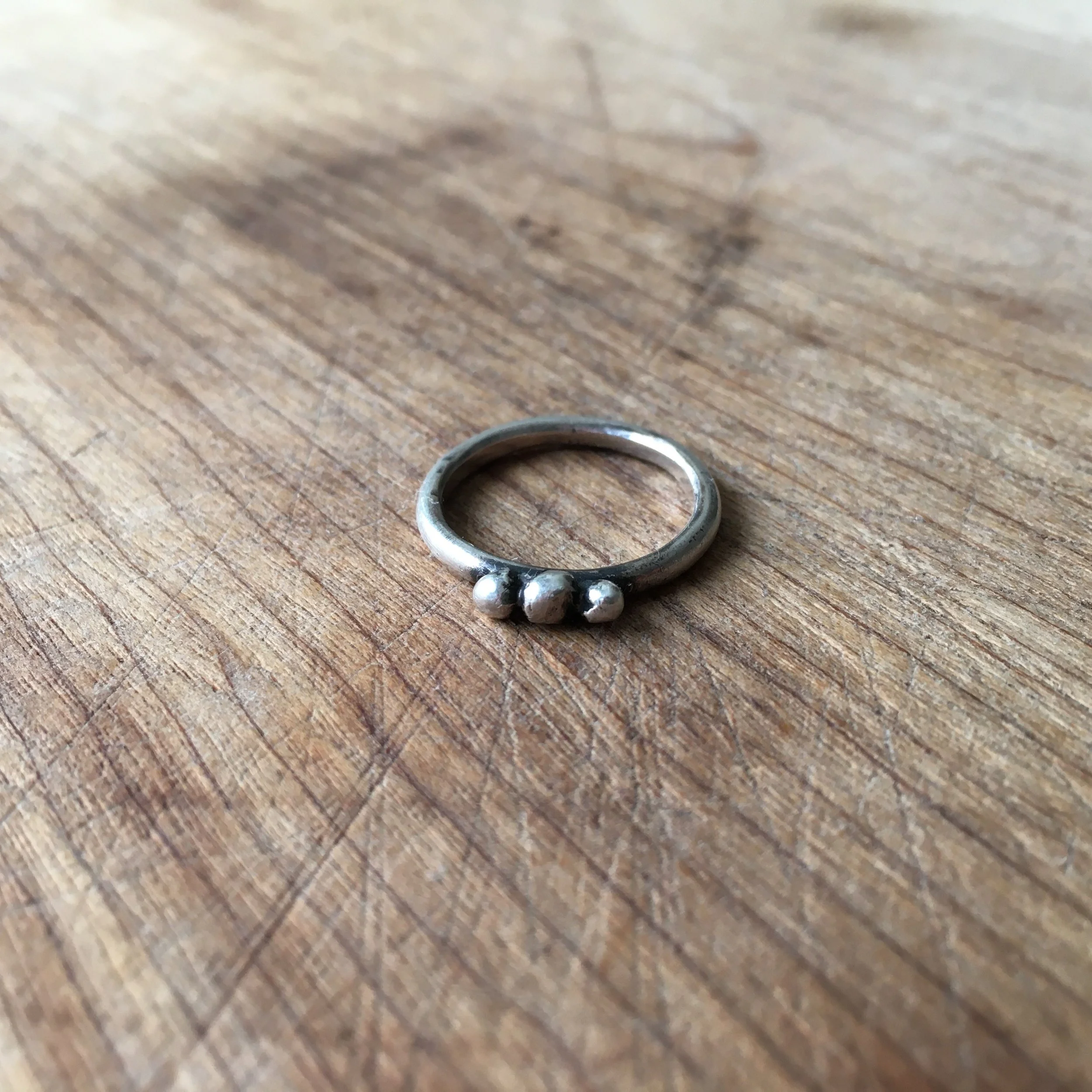 Triple Pebble Stacking Ring