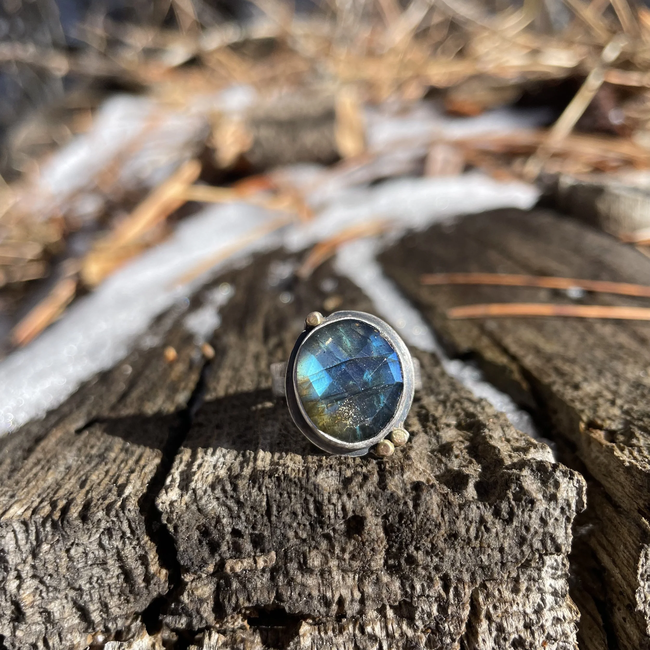 #2 Labradorite with 14k Gold Dots