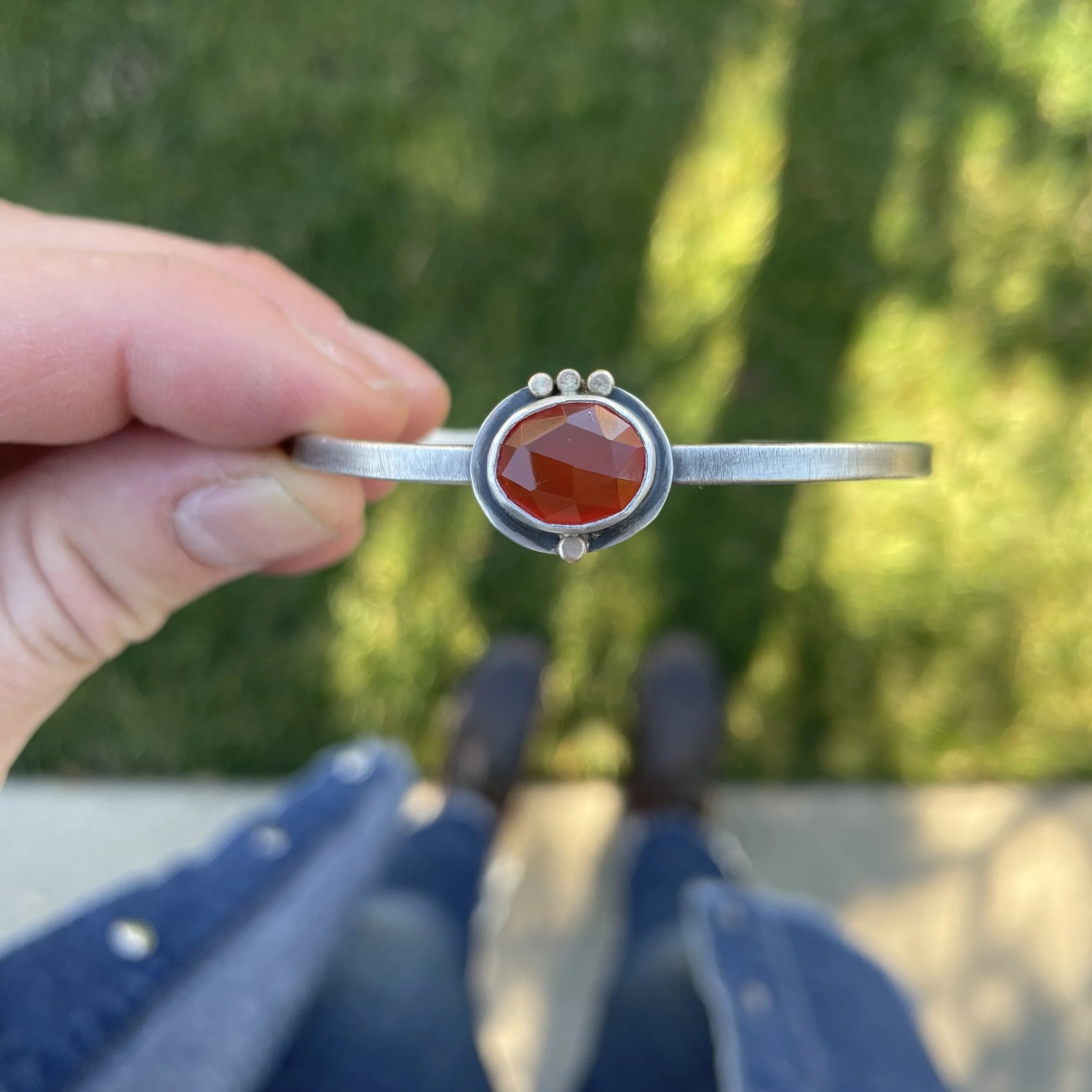 Carnelian Cuff with 14k Gold Dots