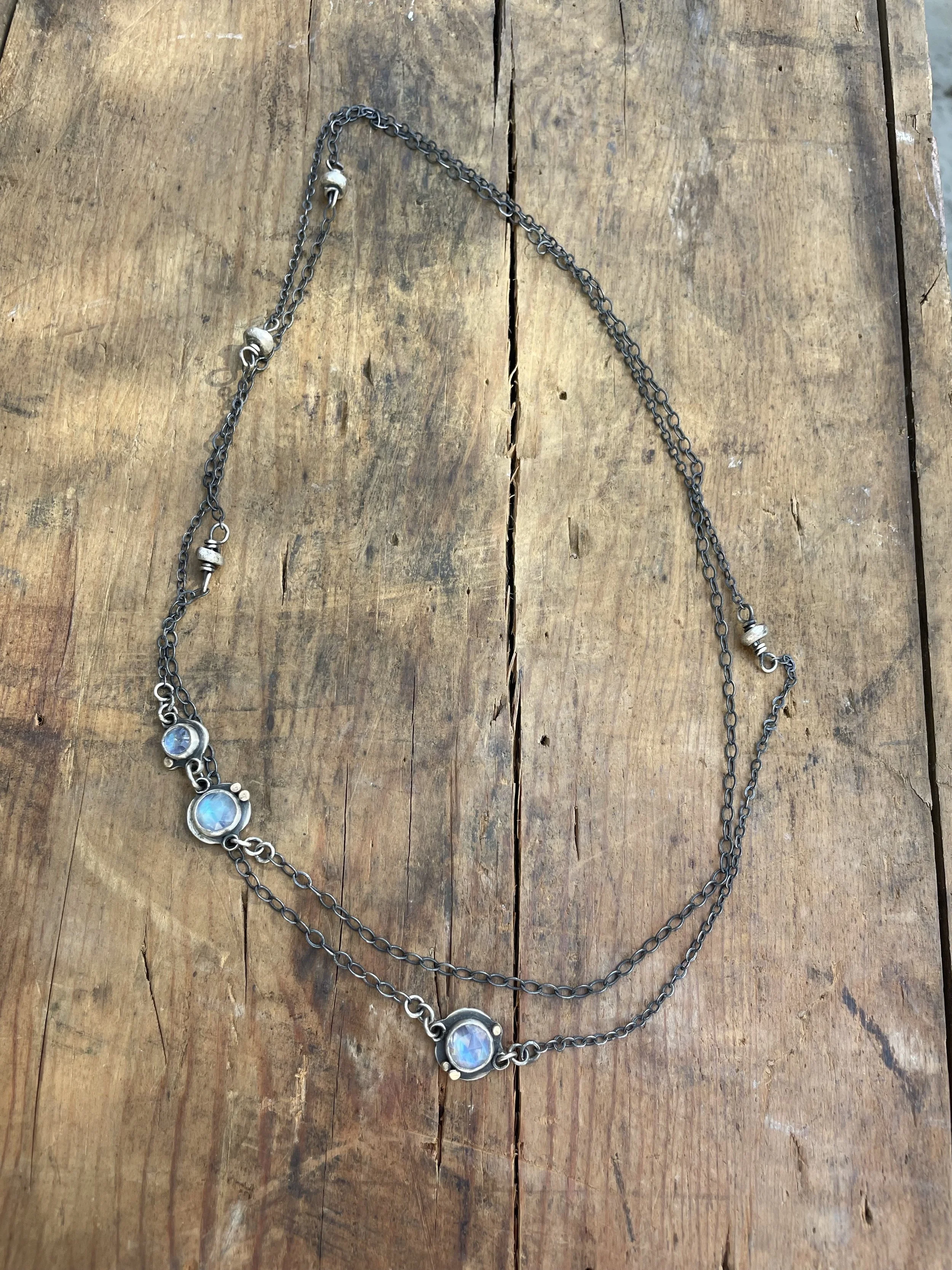 For Erin - Rainbow Moonstone Wrap Necklace