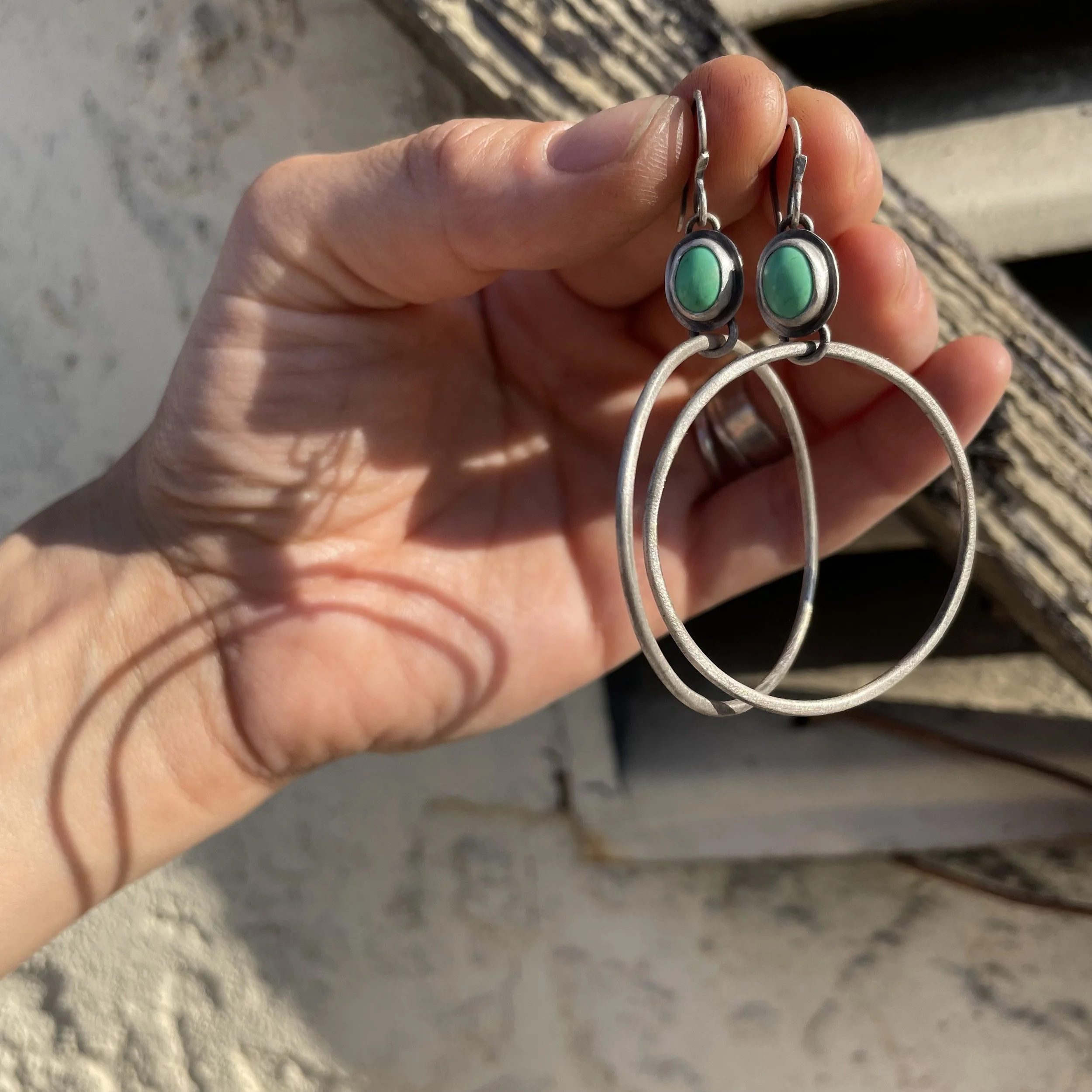 Mojave Green Kingman Turquoise Hoops