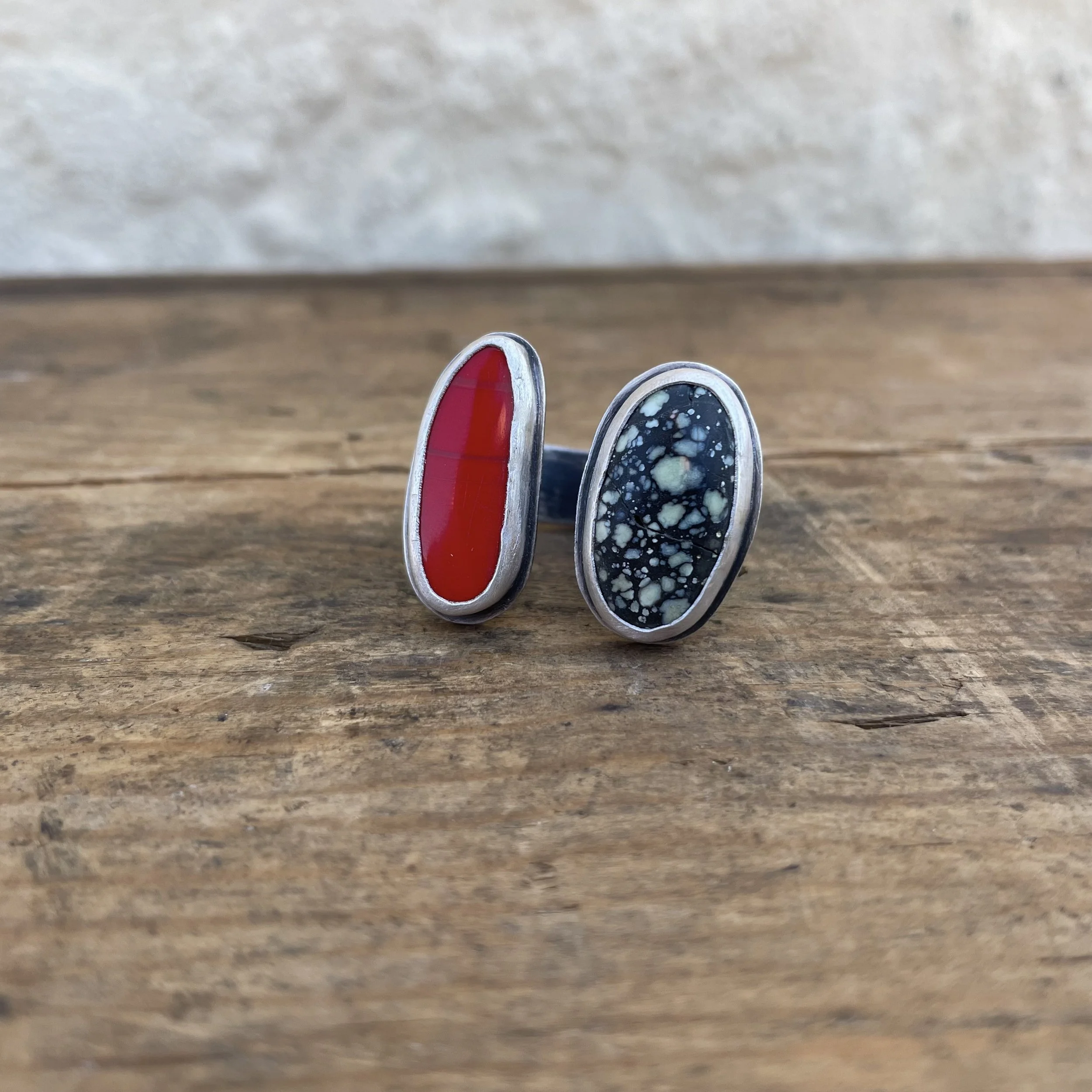 Rosarita & Star Fox Variscite Double Stone Ring