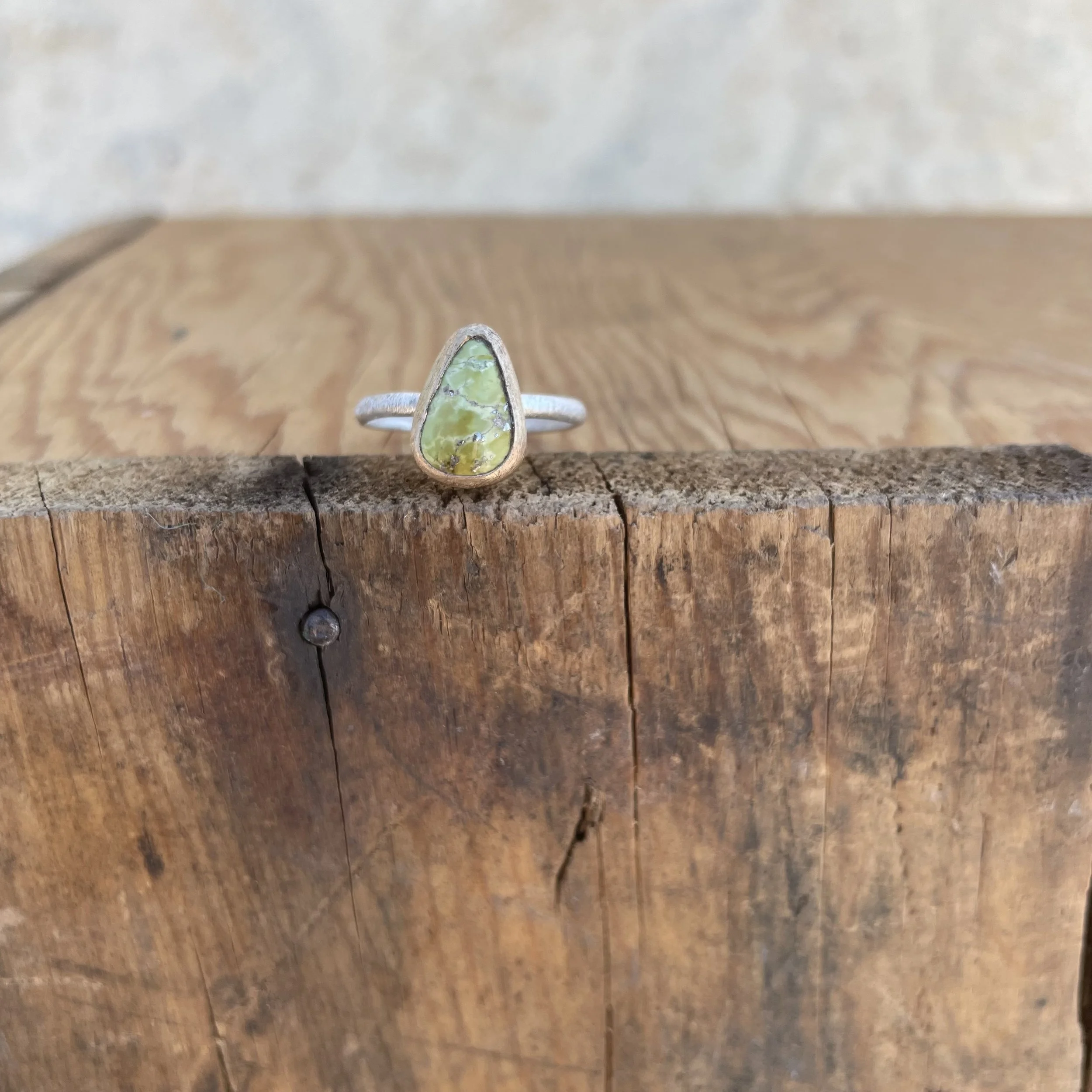 Sonoran Gold Turquoise Stacking Ring with Gold & Silver