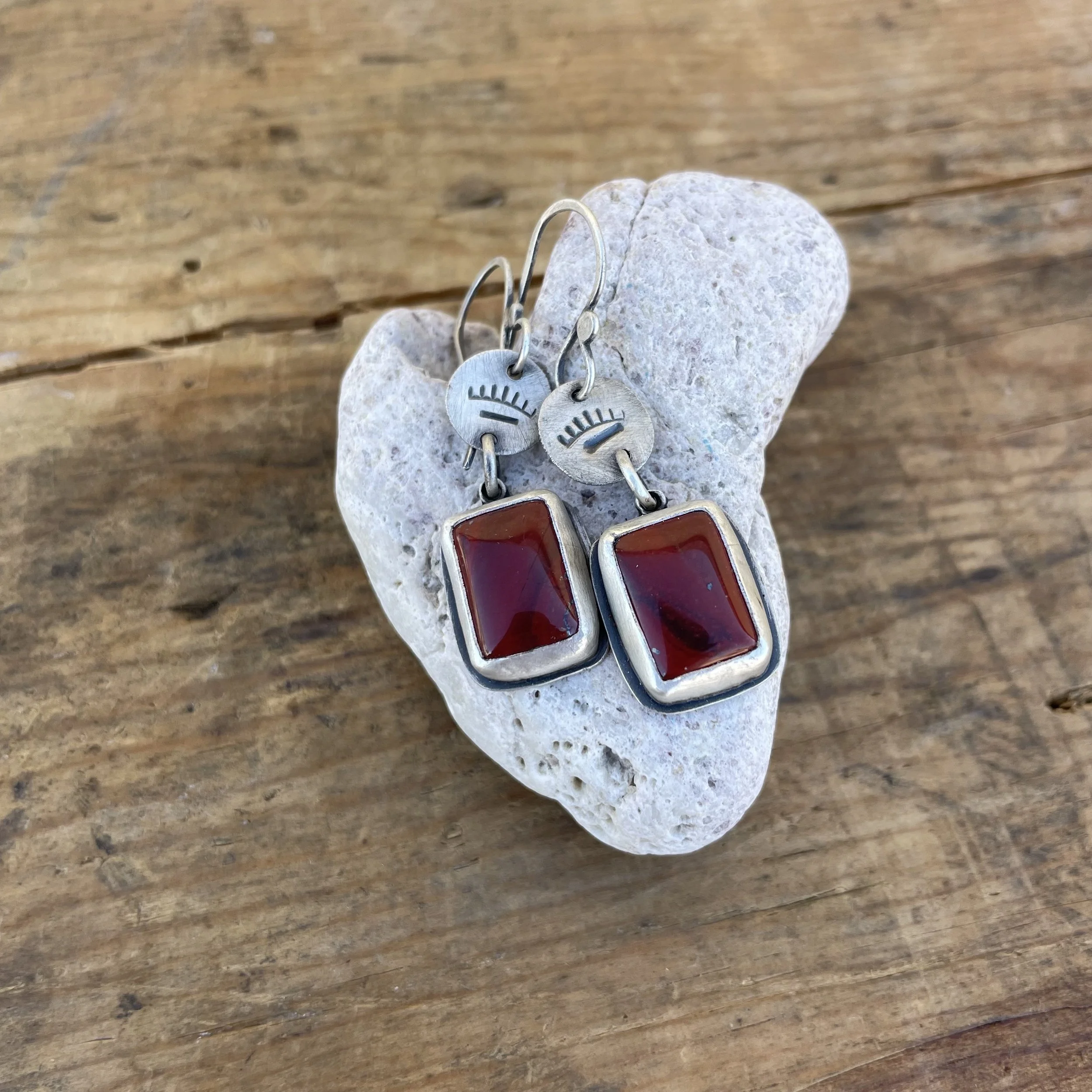 Setting Sun Red Jasper Hoops