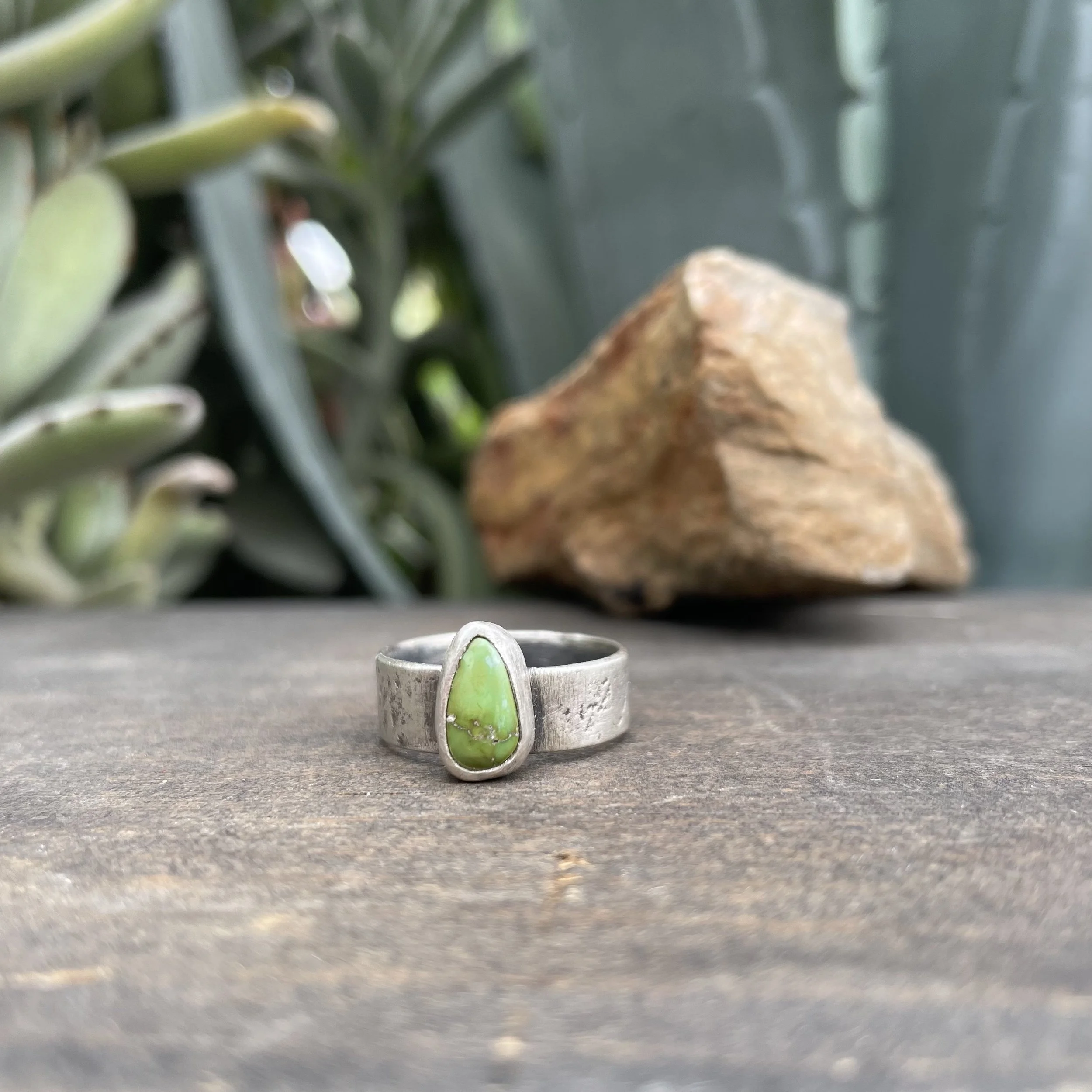 Wide Textured Band with Sonoran Gold Turquoise