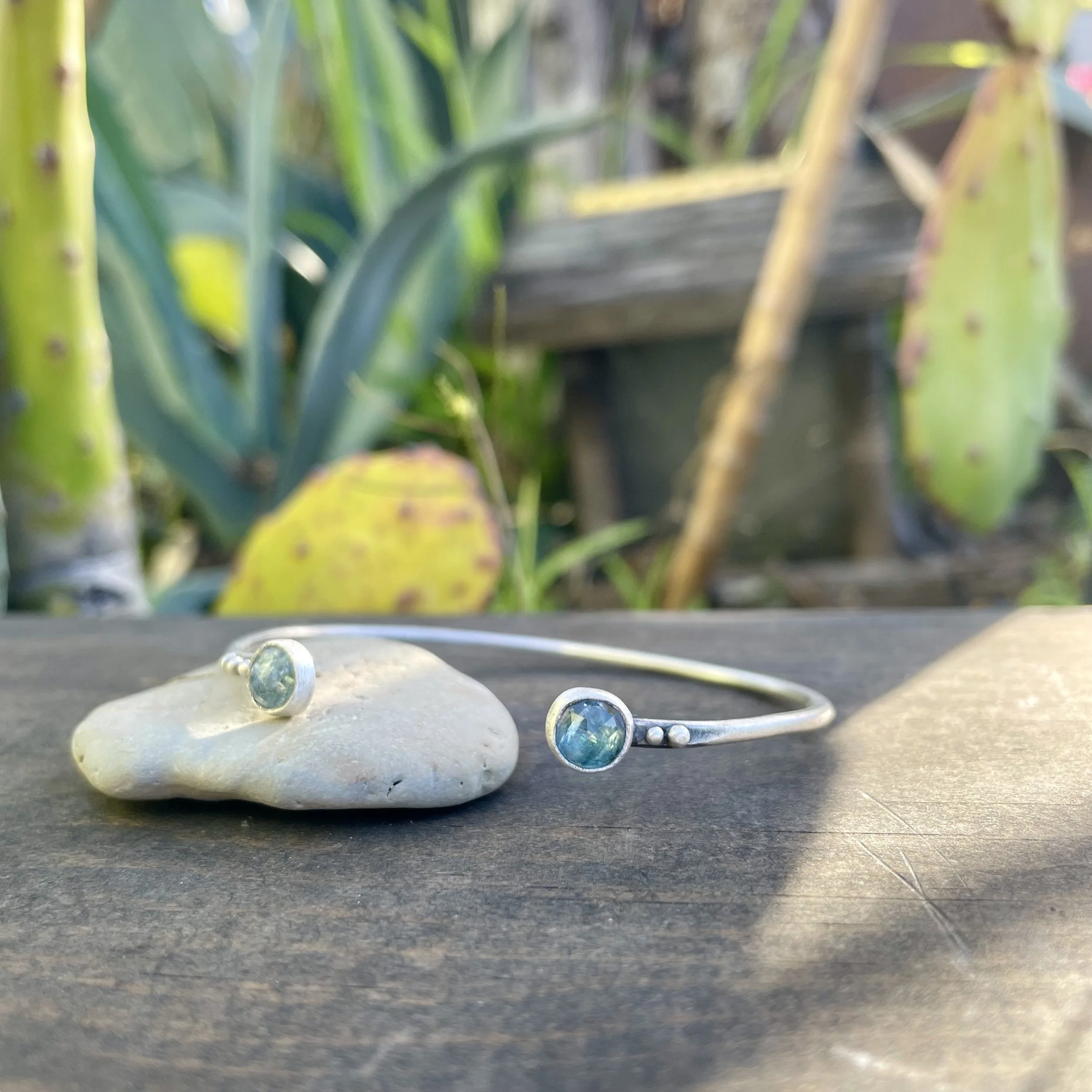 Aqua Kyanite Dotted Cuff