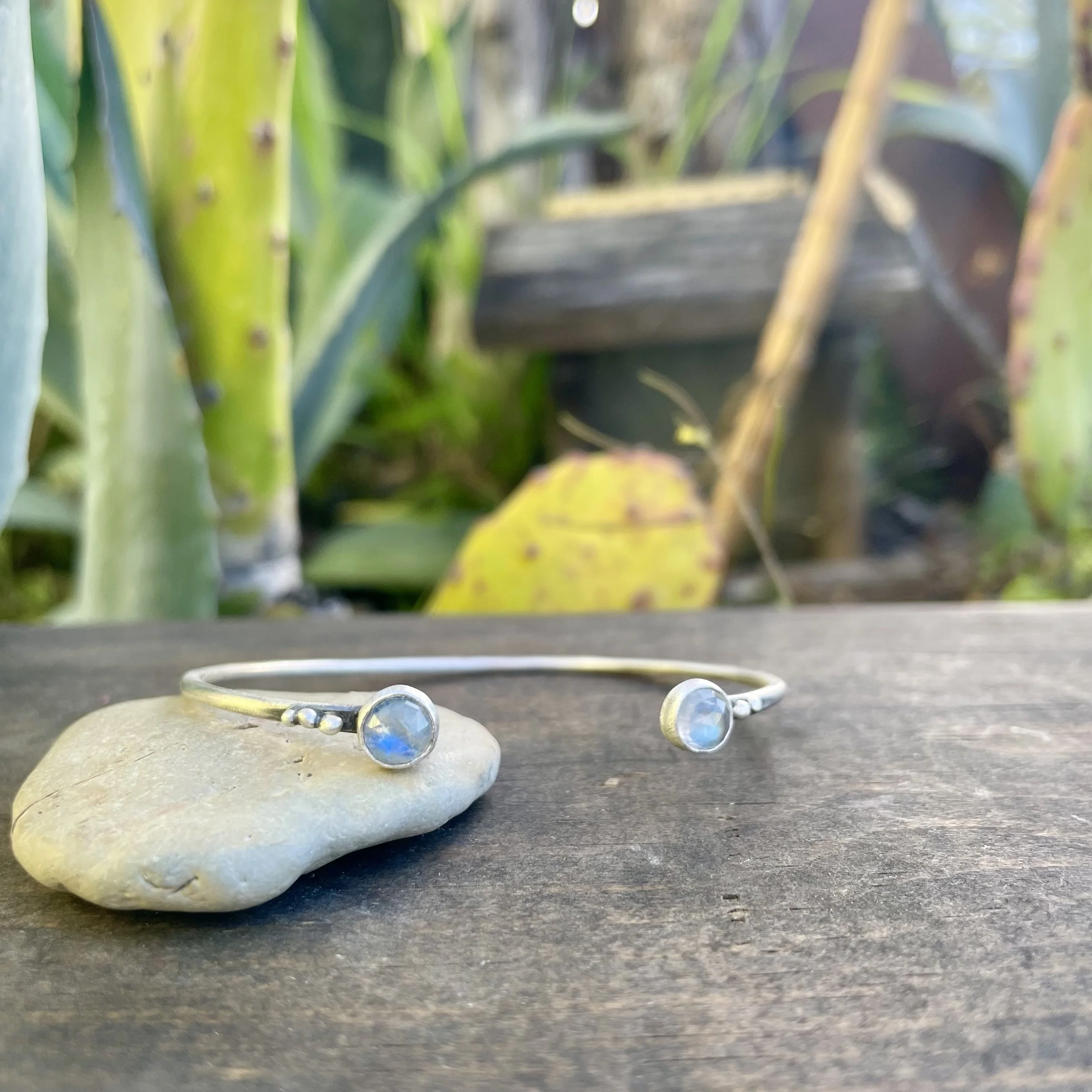 Rainbow Moonstone Dotted Cuff