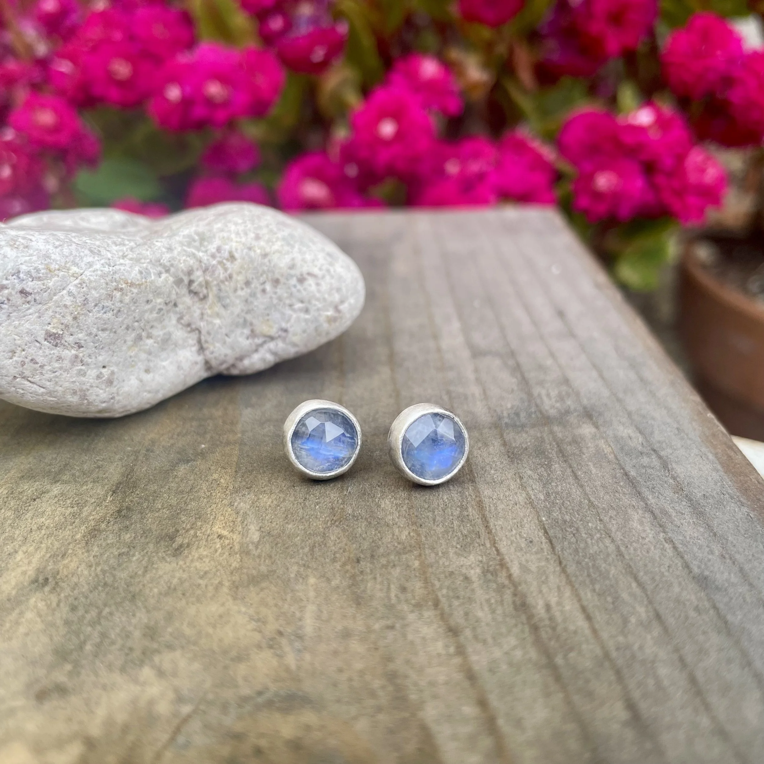 Rainbow Moonstone Rose Cut Posts