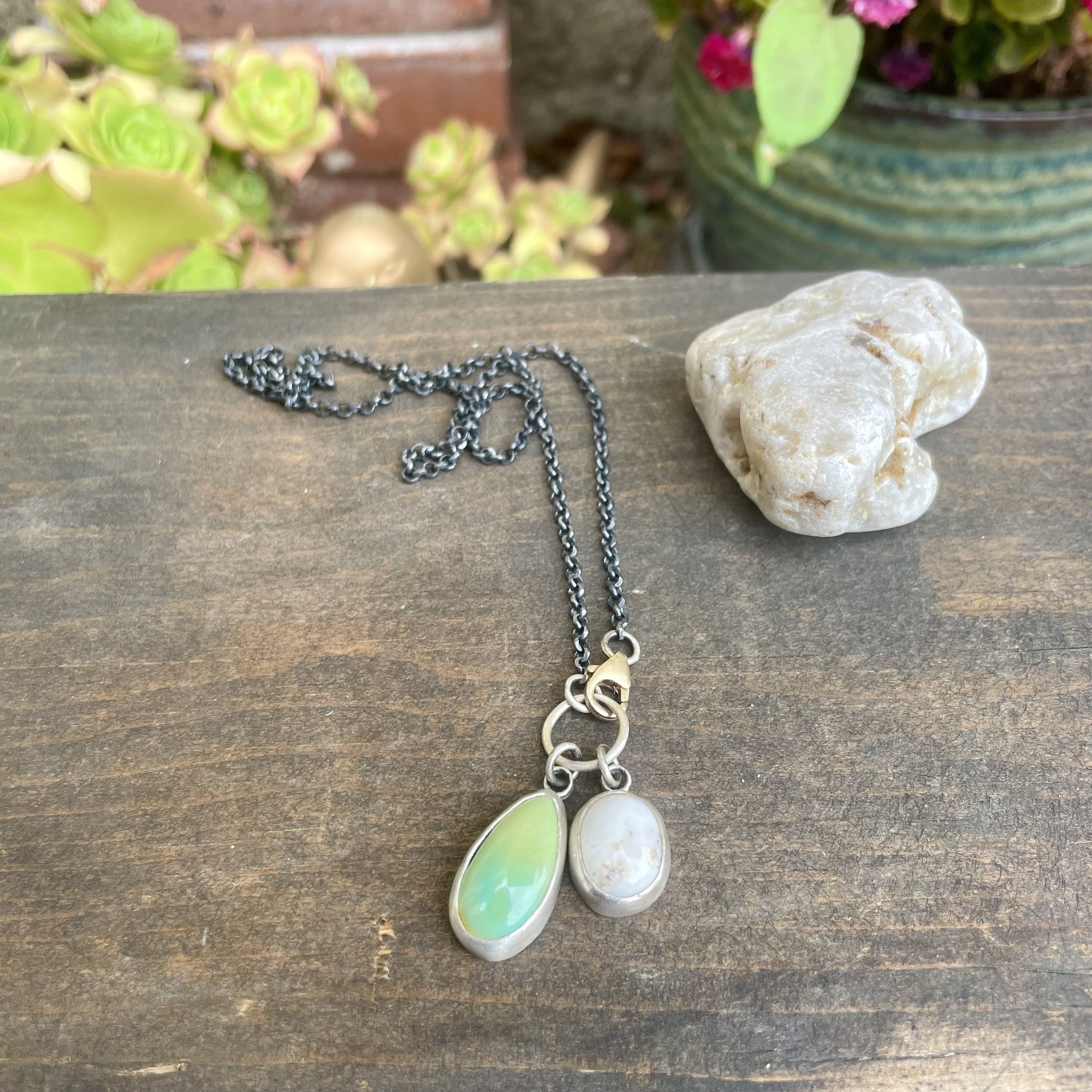 Turquoise & White Horse Necklace