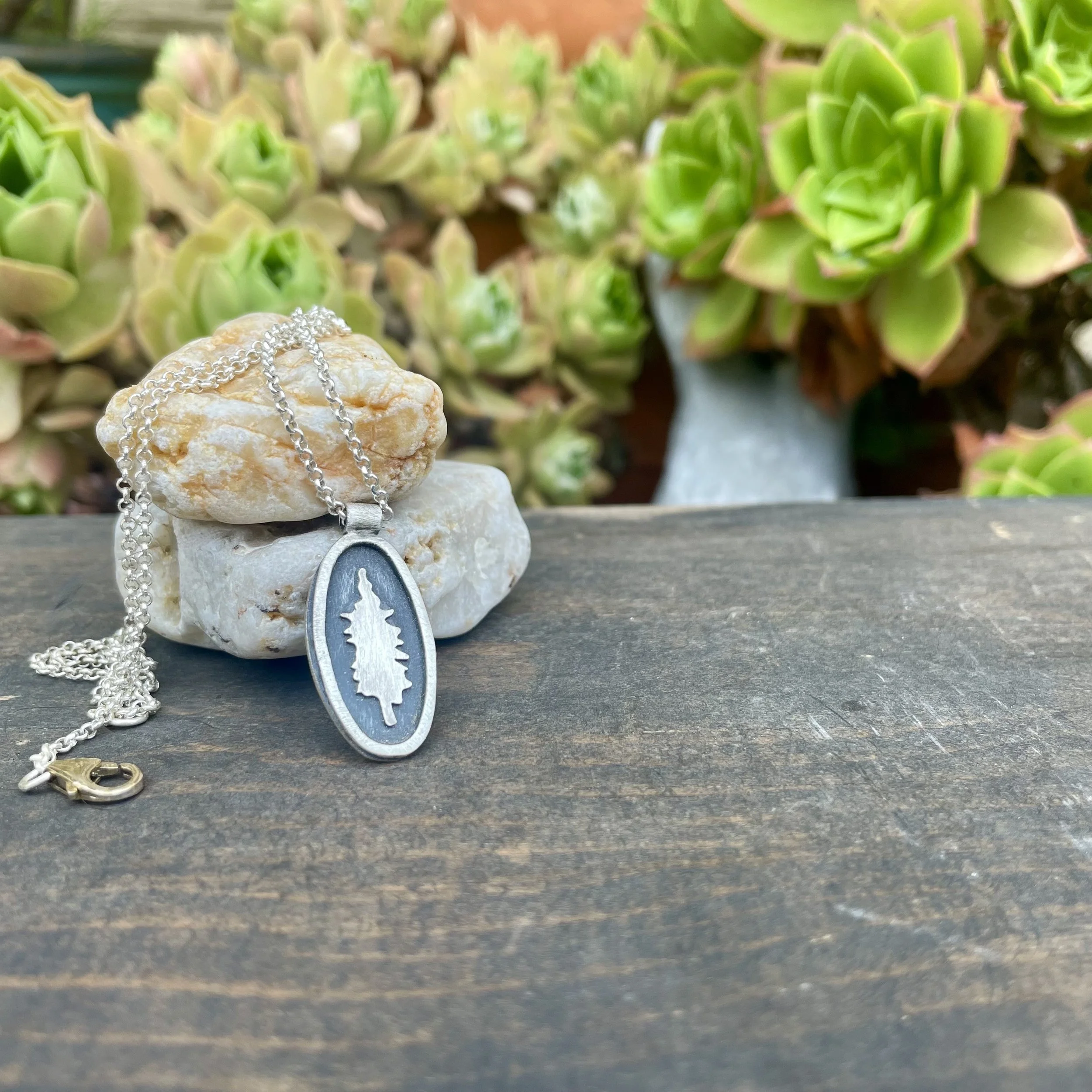 Oval Pine Tree Necklace 2
