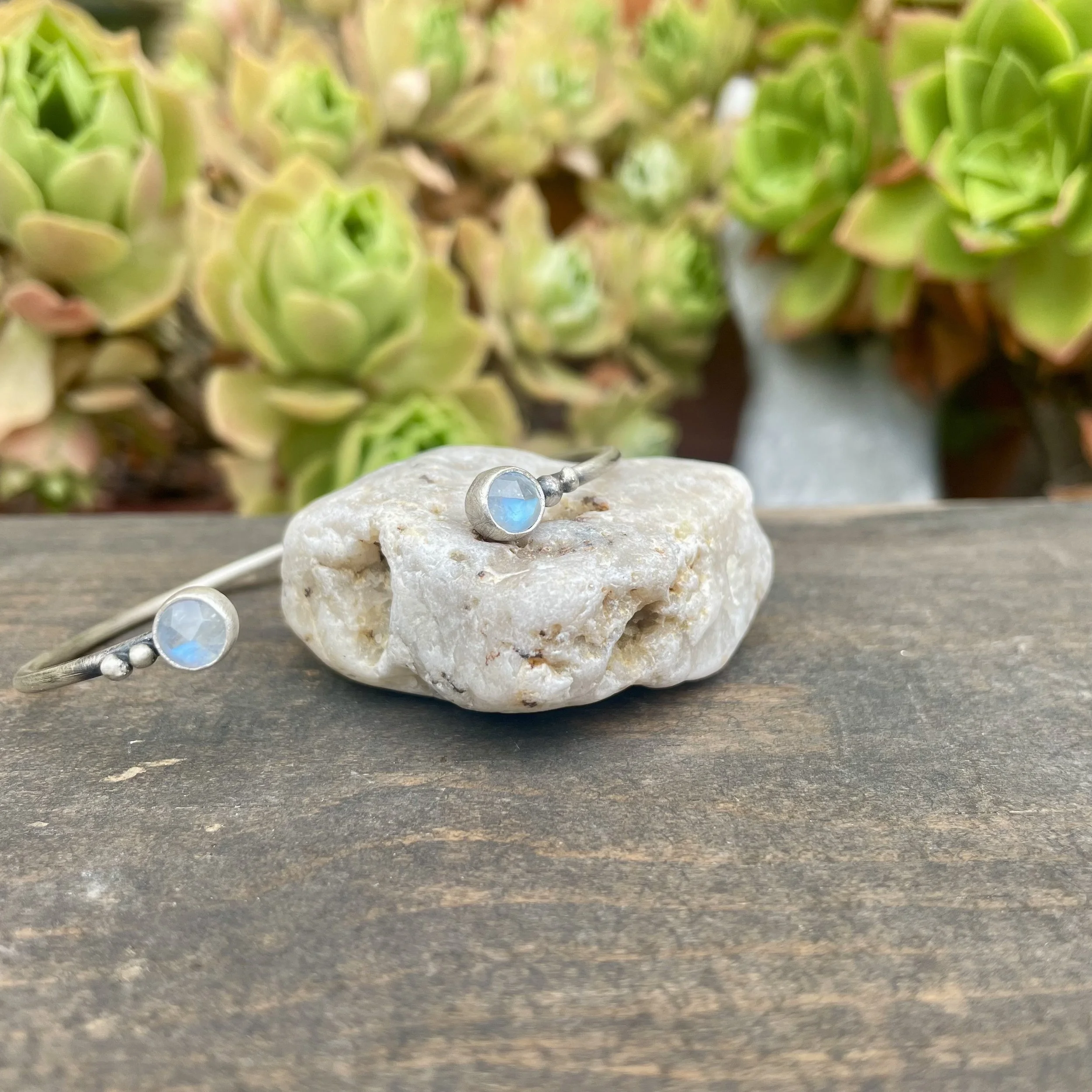 Rainbow Moonstone Dotted Cuff 2