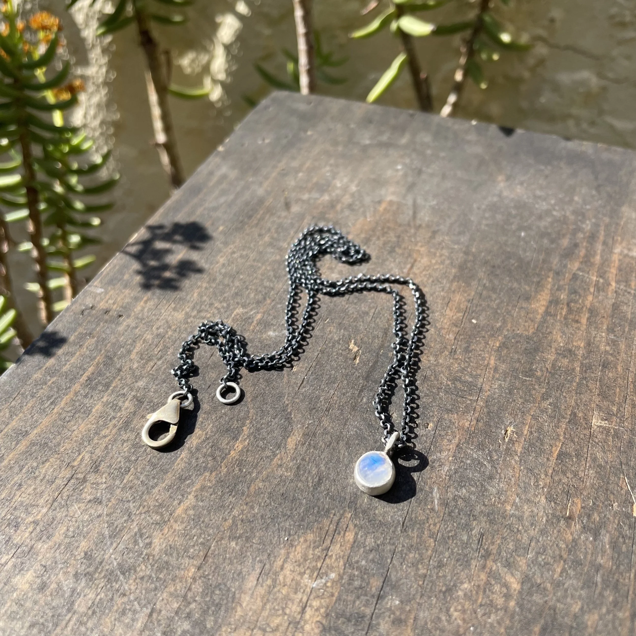 Rainbow Moonstone Small Pendant Necklace