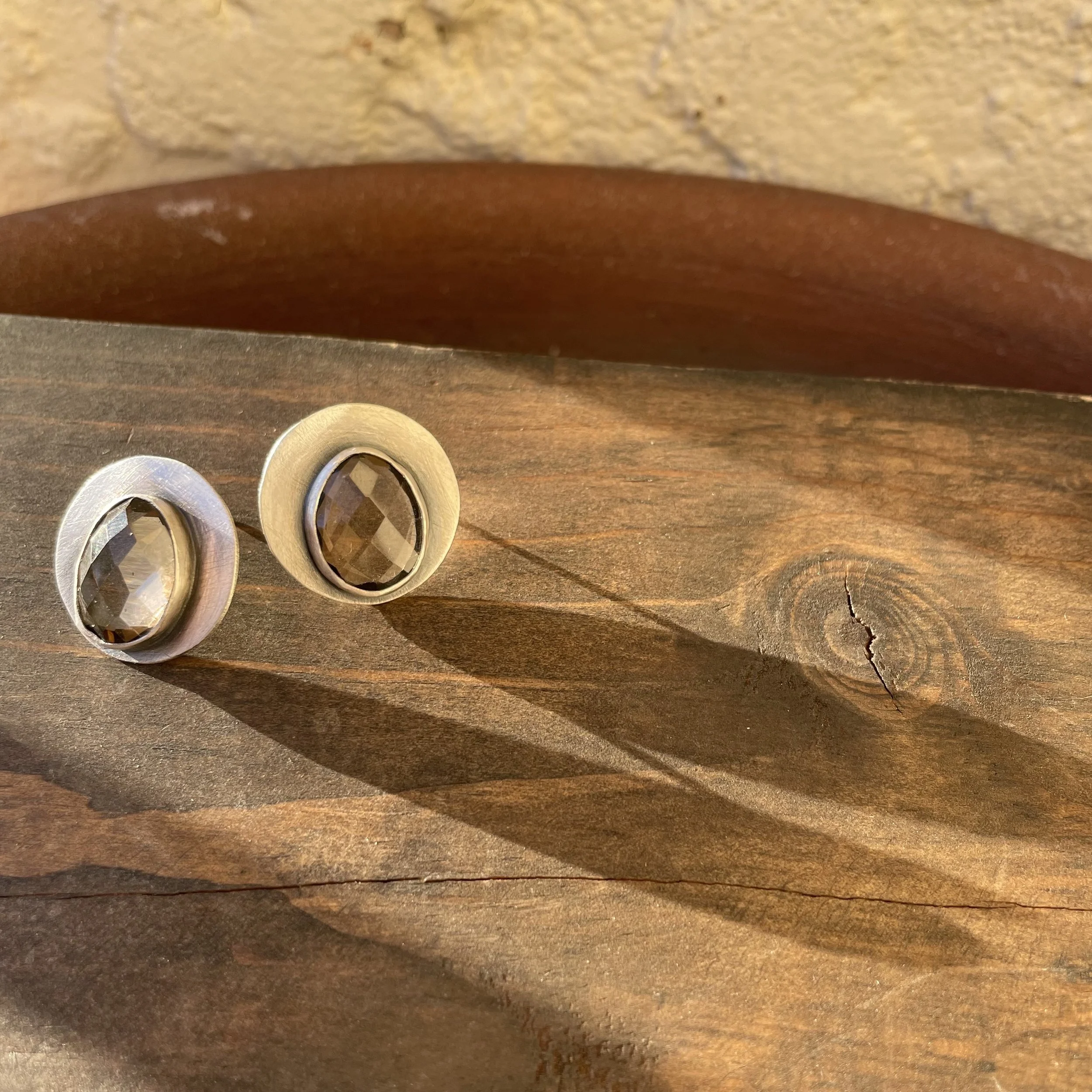 FOR PENELOPE Smoky Quartz Circle Posts