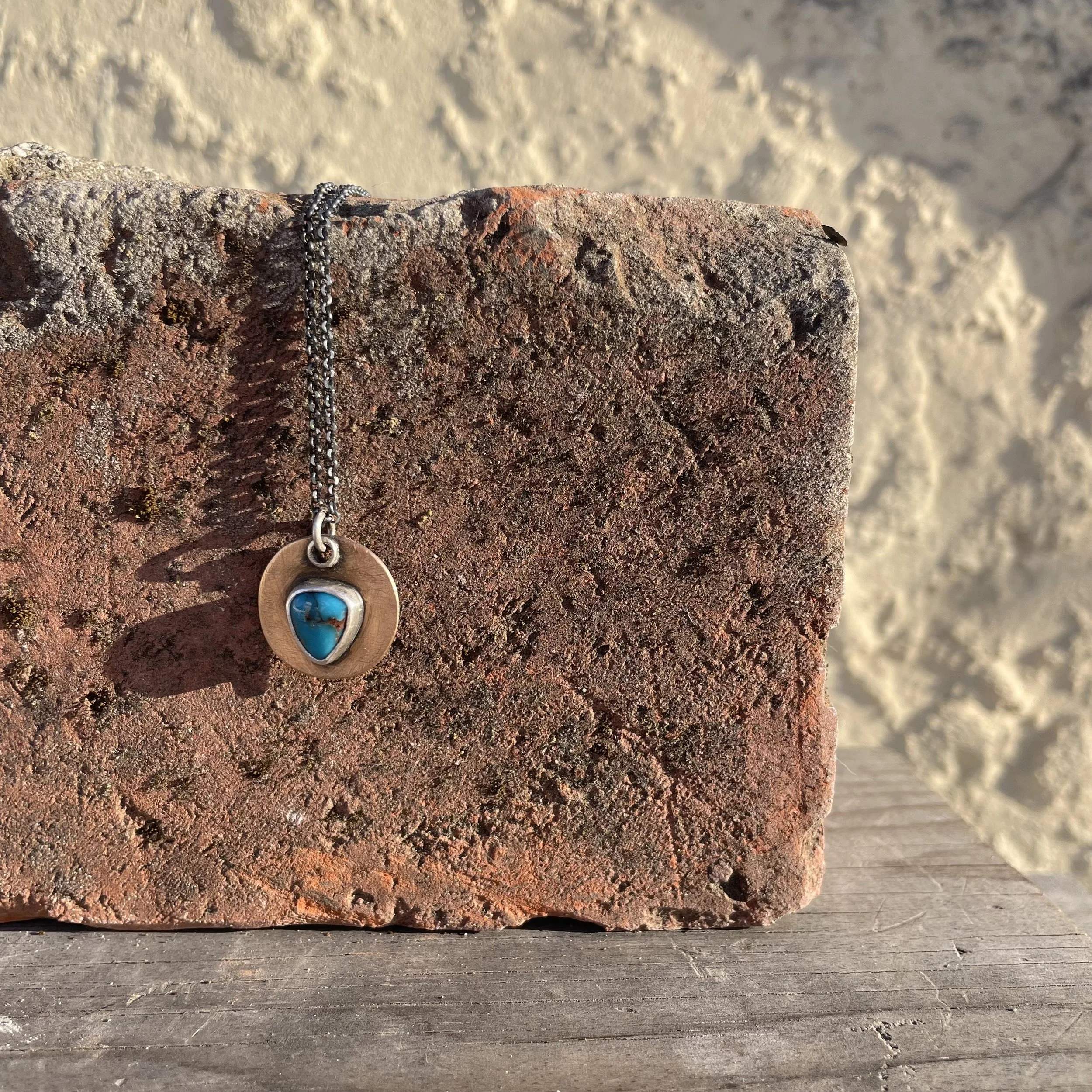 Egyptian Turquoise & 14k Gold Filled Pendant Necklace