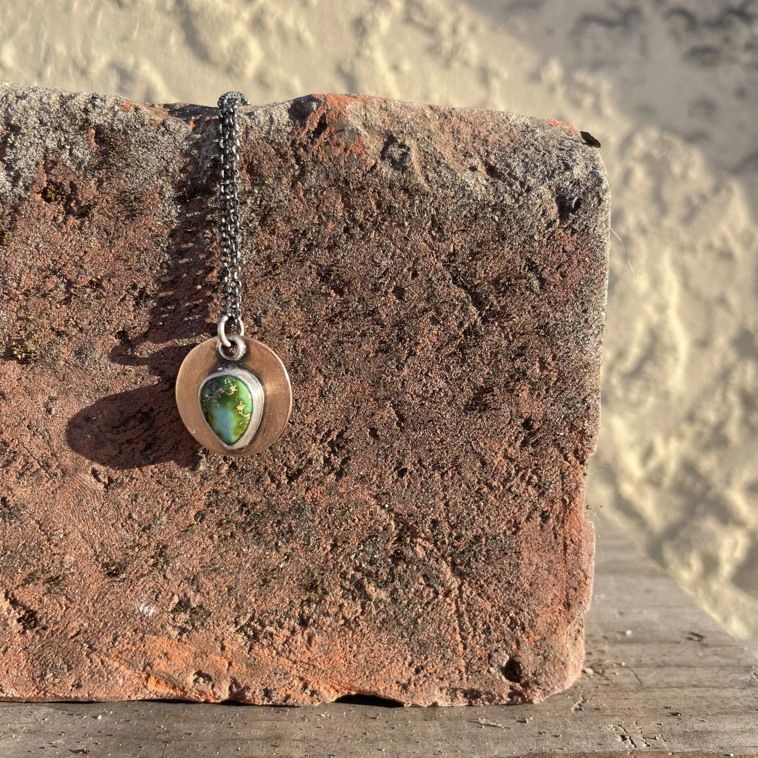 Sonoran Gold Turquoise with 14k Gold Filled Pendant Necklace