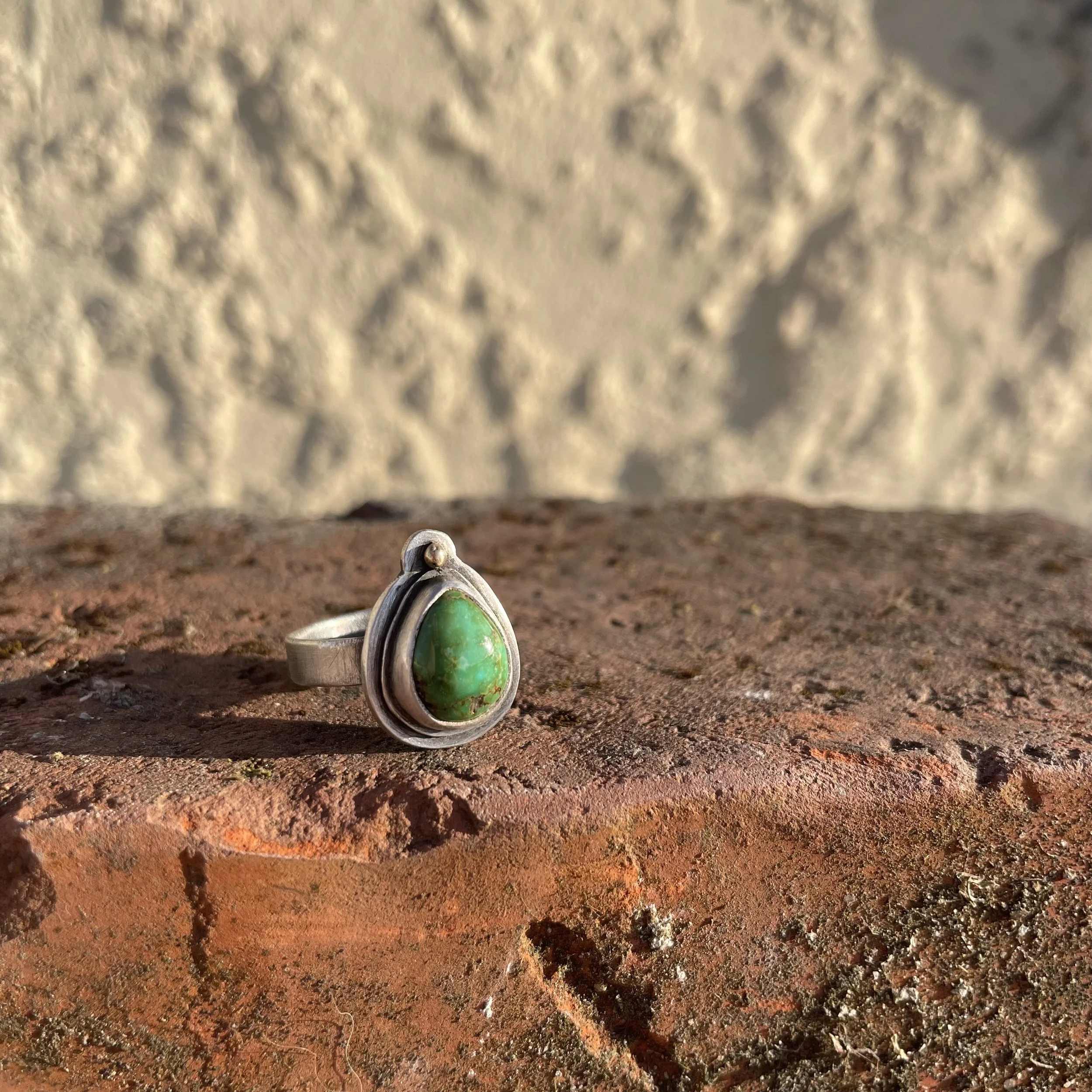 Sonoran Gold Turquoise Ring with 14k Gold Dot