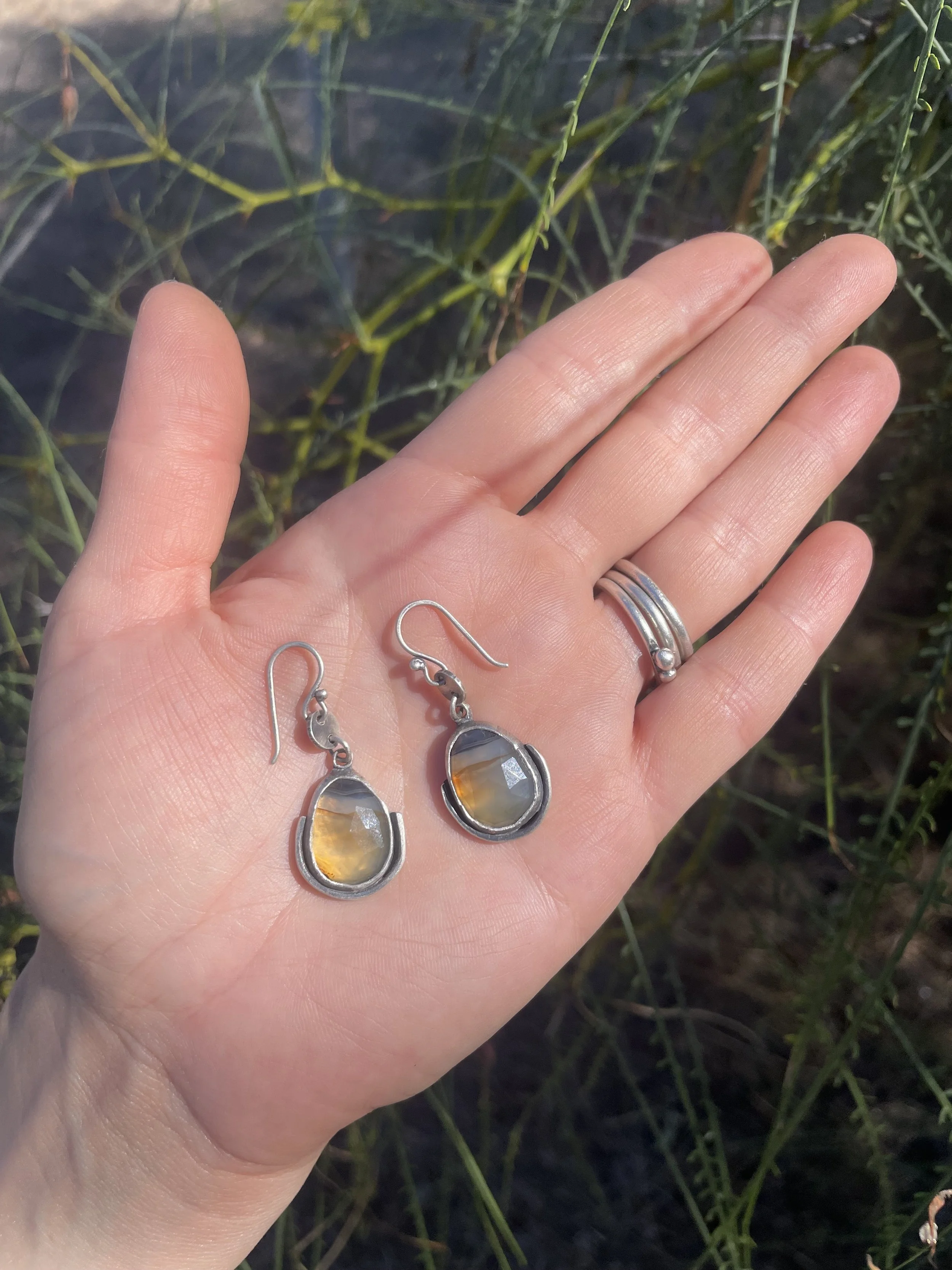 Montana Agate Circle Disc Hoops