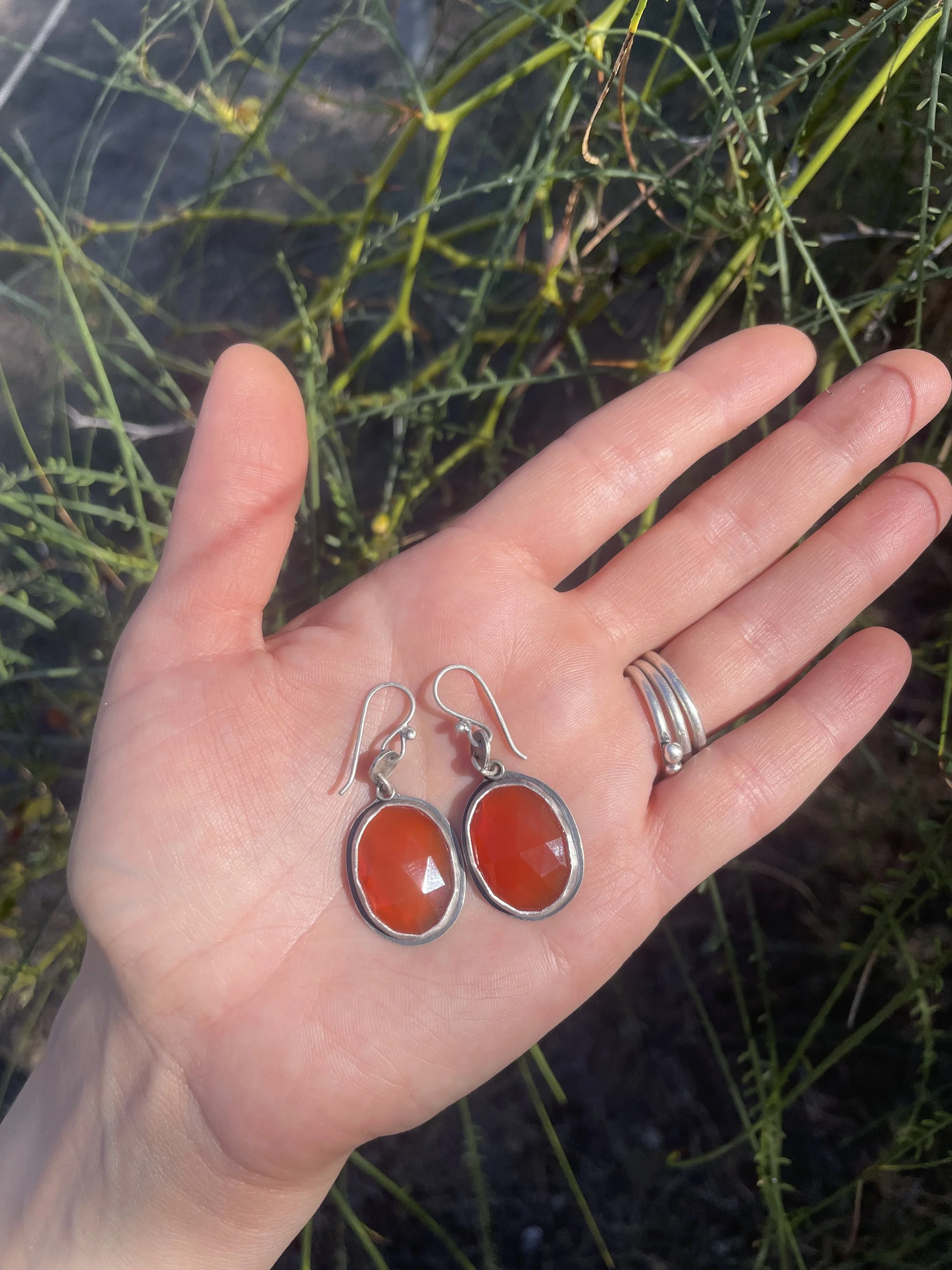 Carnelian Circle Disc Hoops