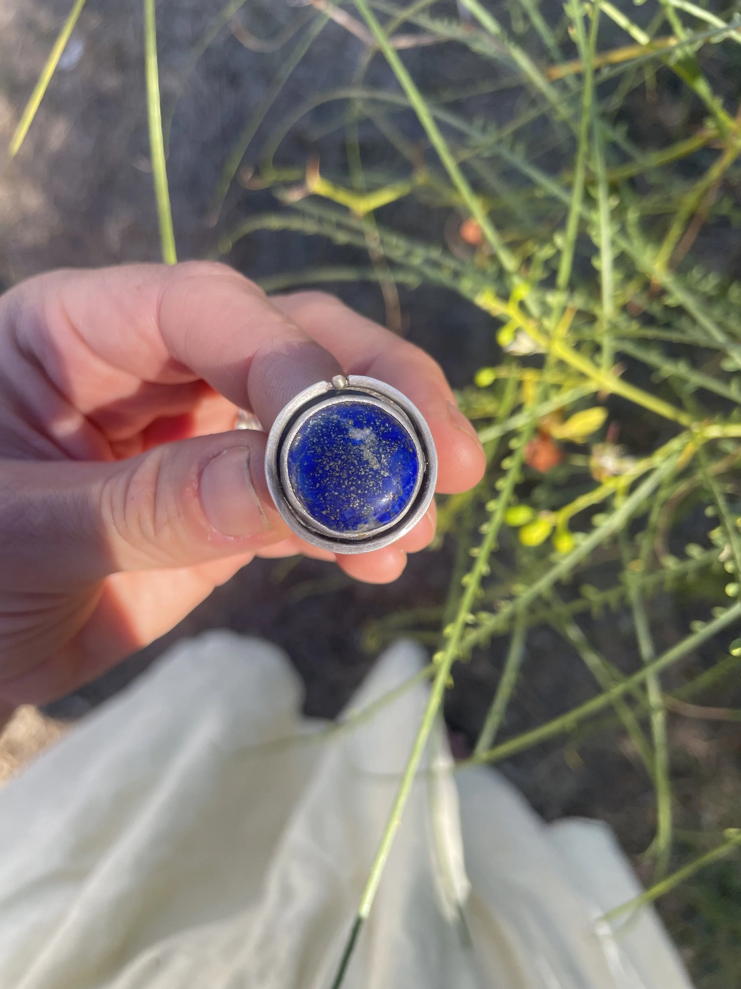 Lapis Orb Ring with 14k Gold Dot