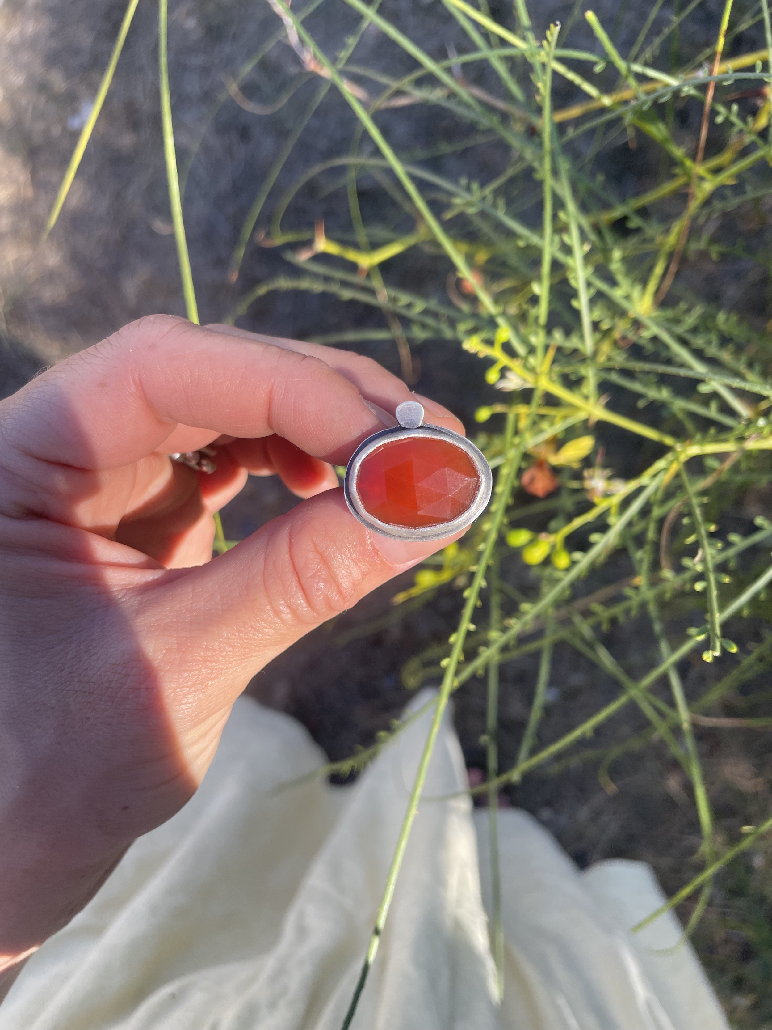 Carnelian Circle Disc Ring