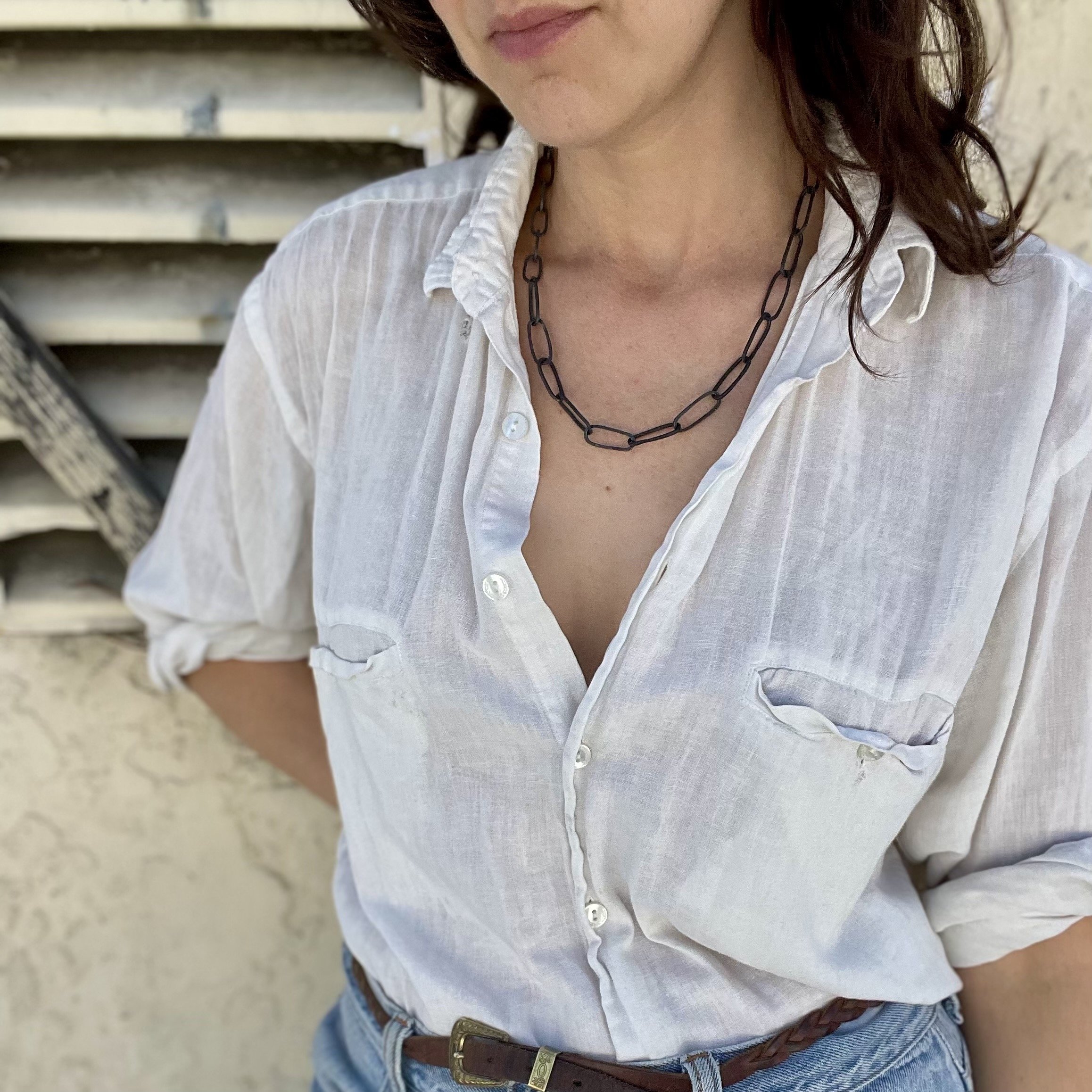 Oxidized Cable Chain Necklace