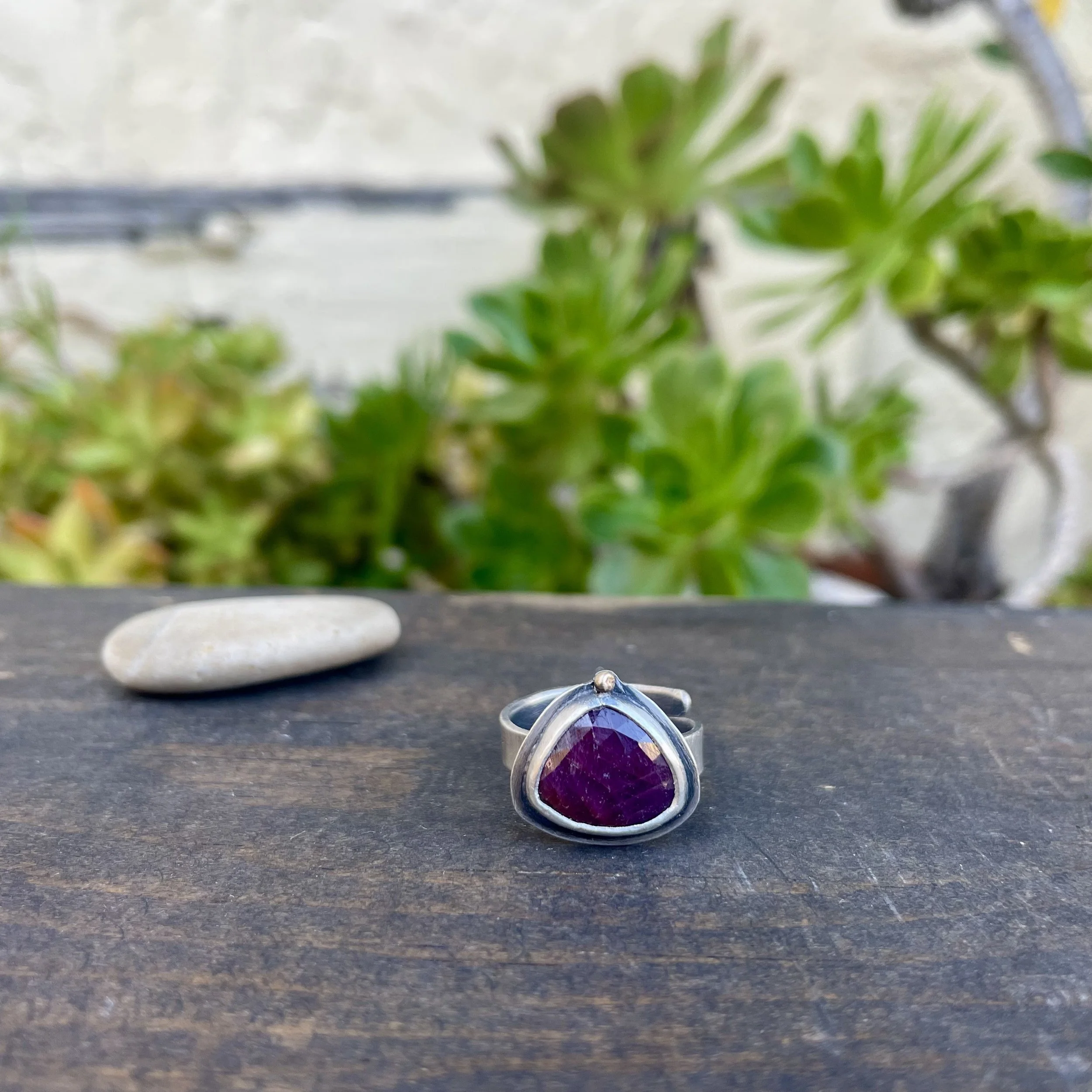 FOR DONNA- Sapphire Ring with 14k Gold Dot