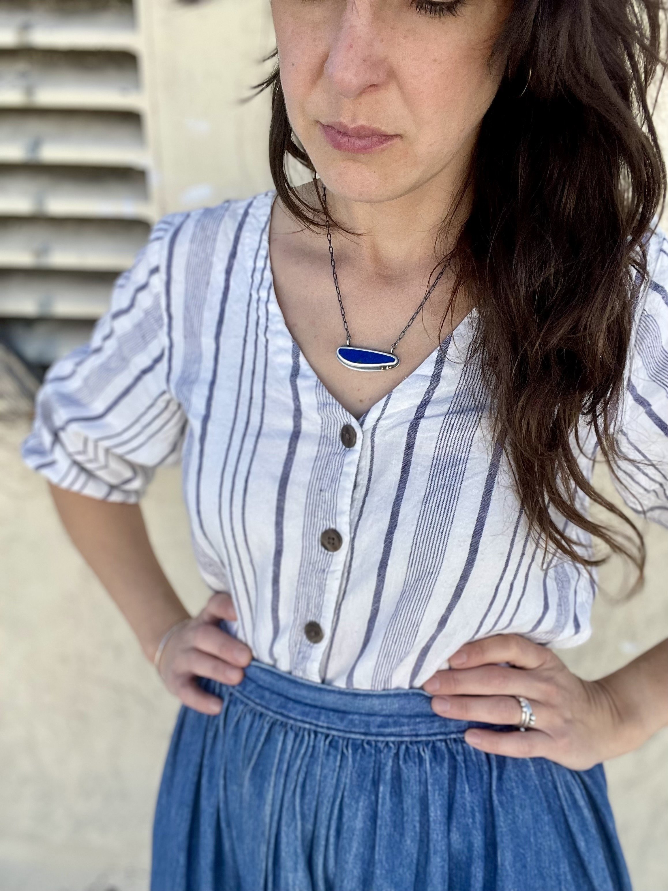 Lapis with 14k Gold Dots Necklace