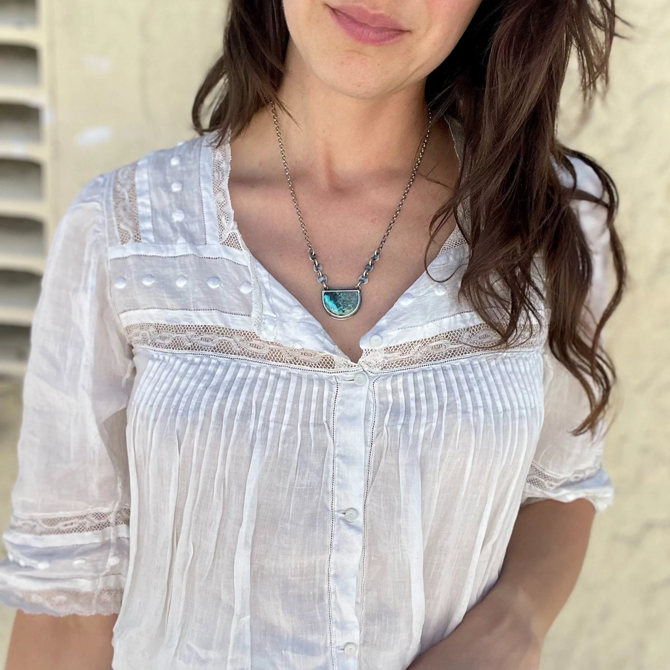 Shattuckite with Circle Discs Necklace